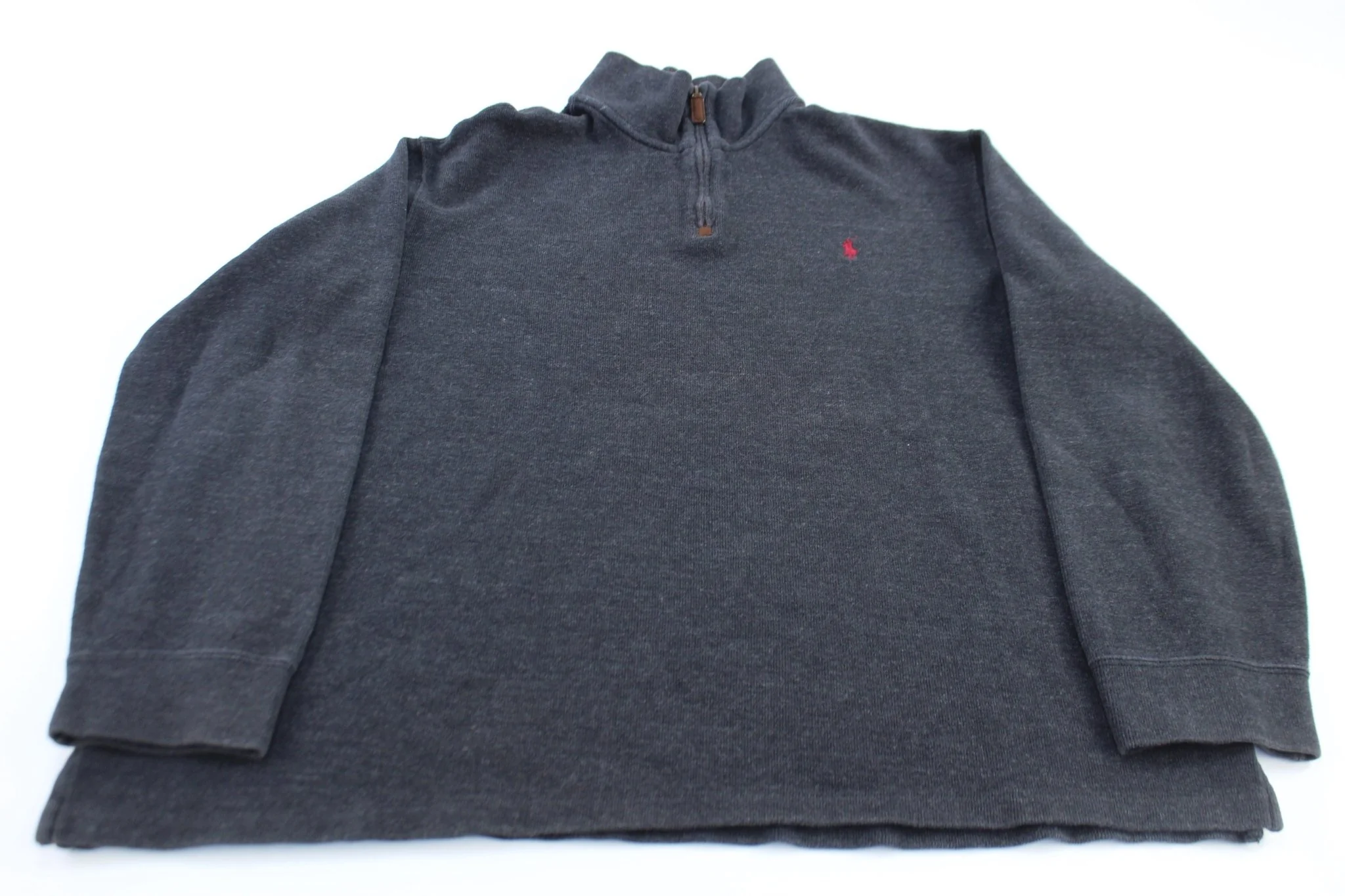 Polo Ralph Lauren Embroidered Logo Dark Grey Quarter Zip Sweater