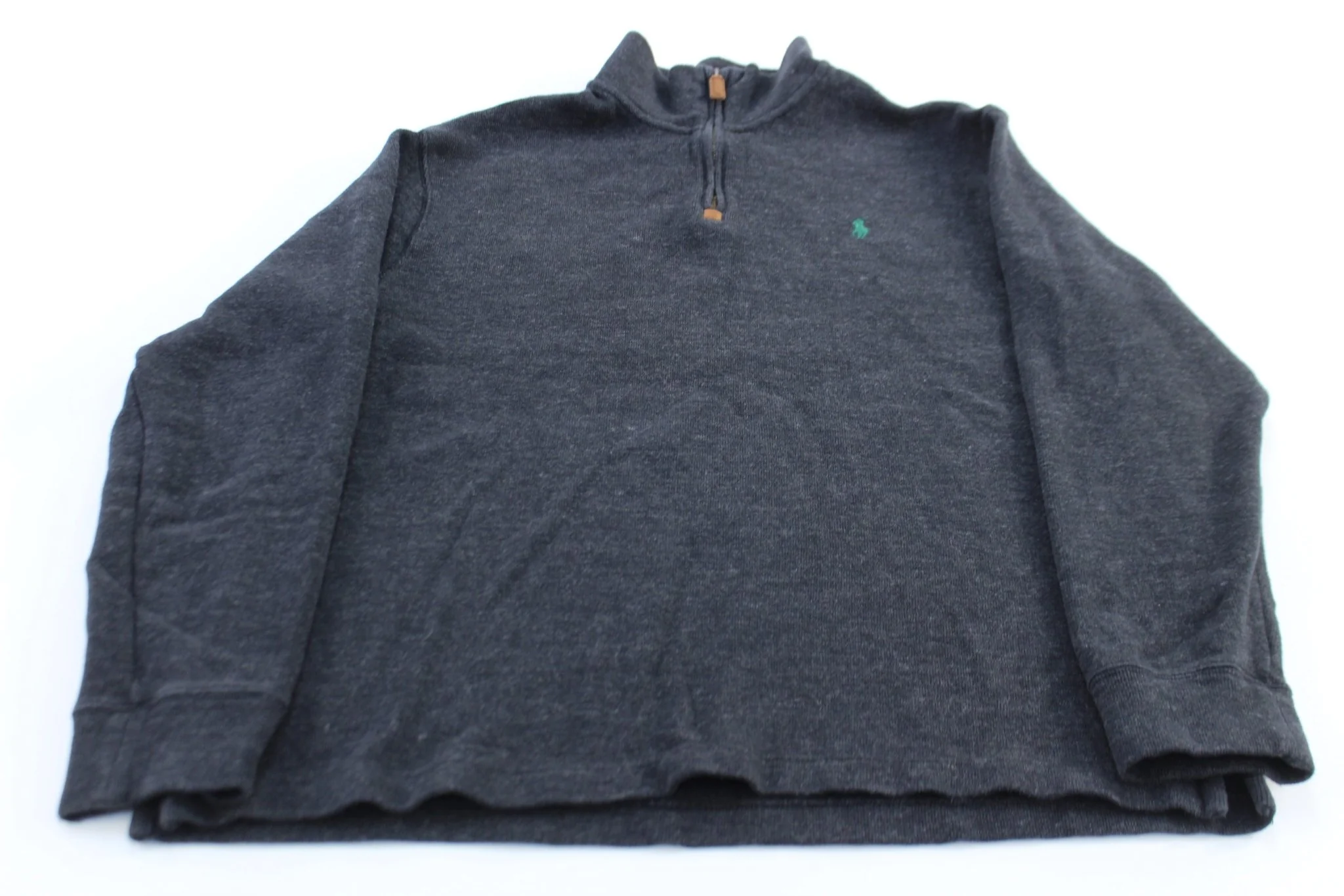 Polo Ralph Lauren Embroidered Logo Dark Grey Quarter Zip Sweater