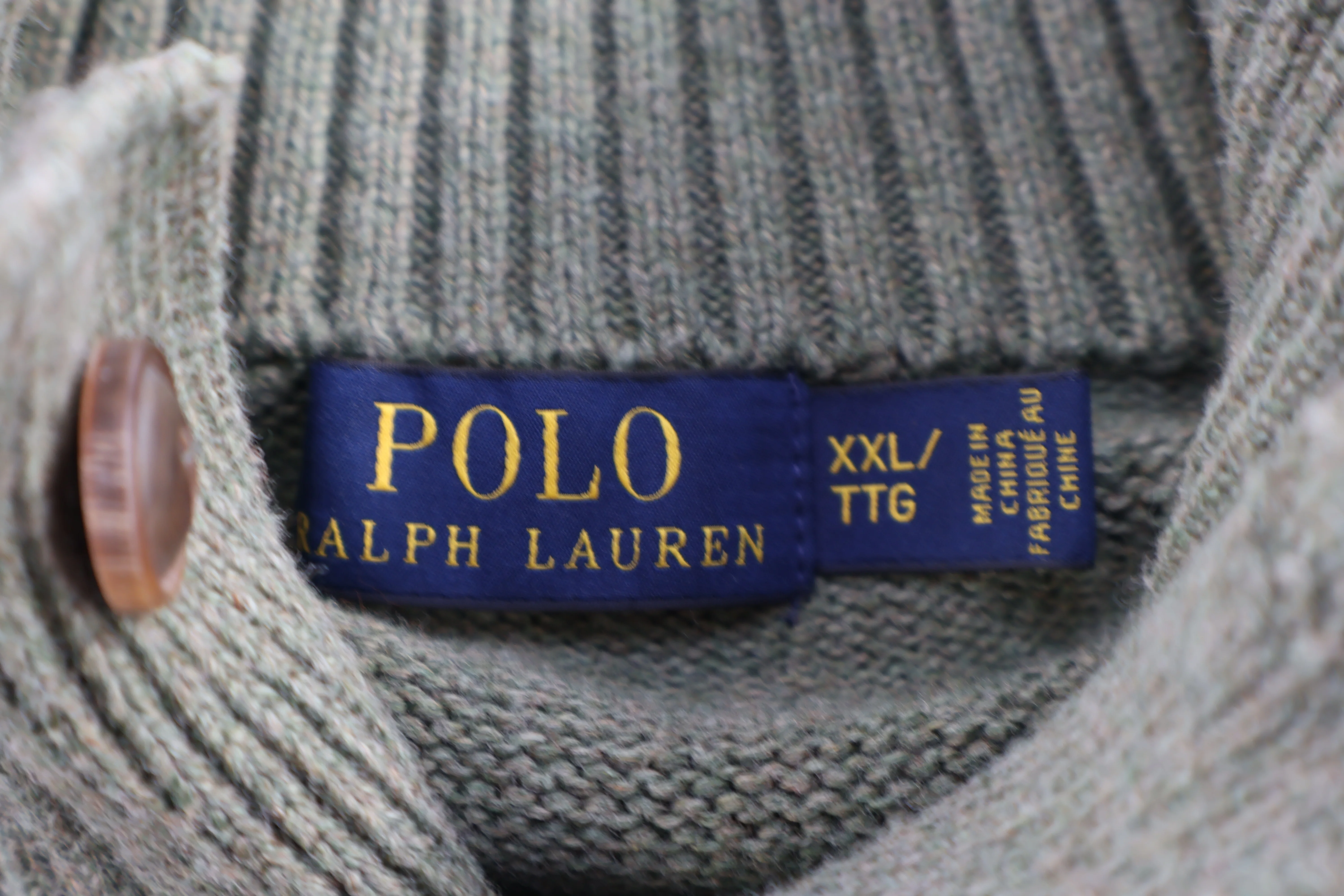 Polo Ralph Lauren Embroidered Logo Green Henley Sweater - Image 3