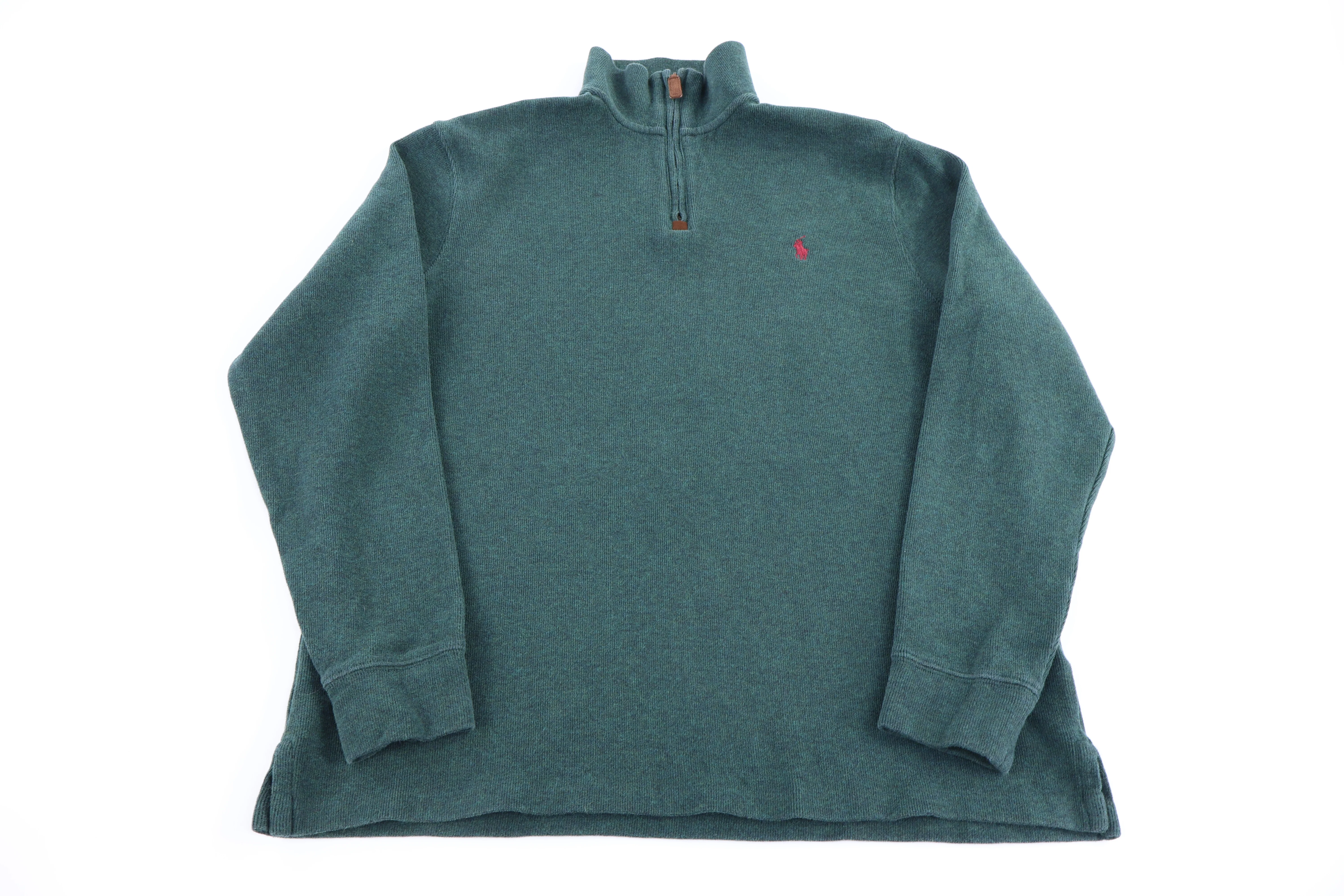 Polo Ralph Lauren Embroidered Logo Green Quarter Zip Sweater