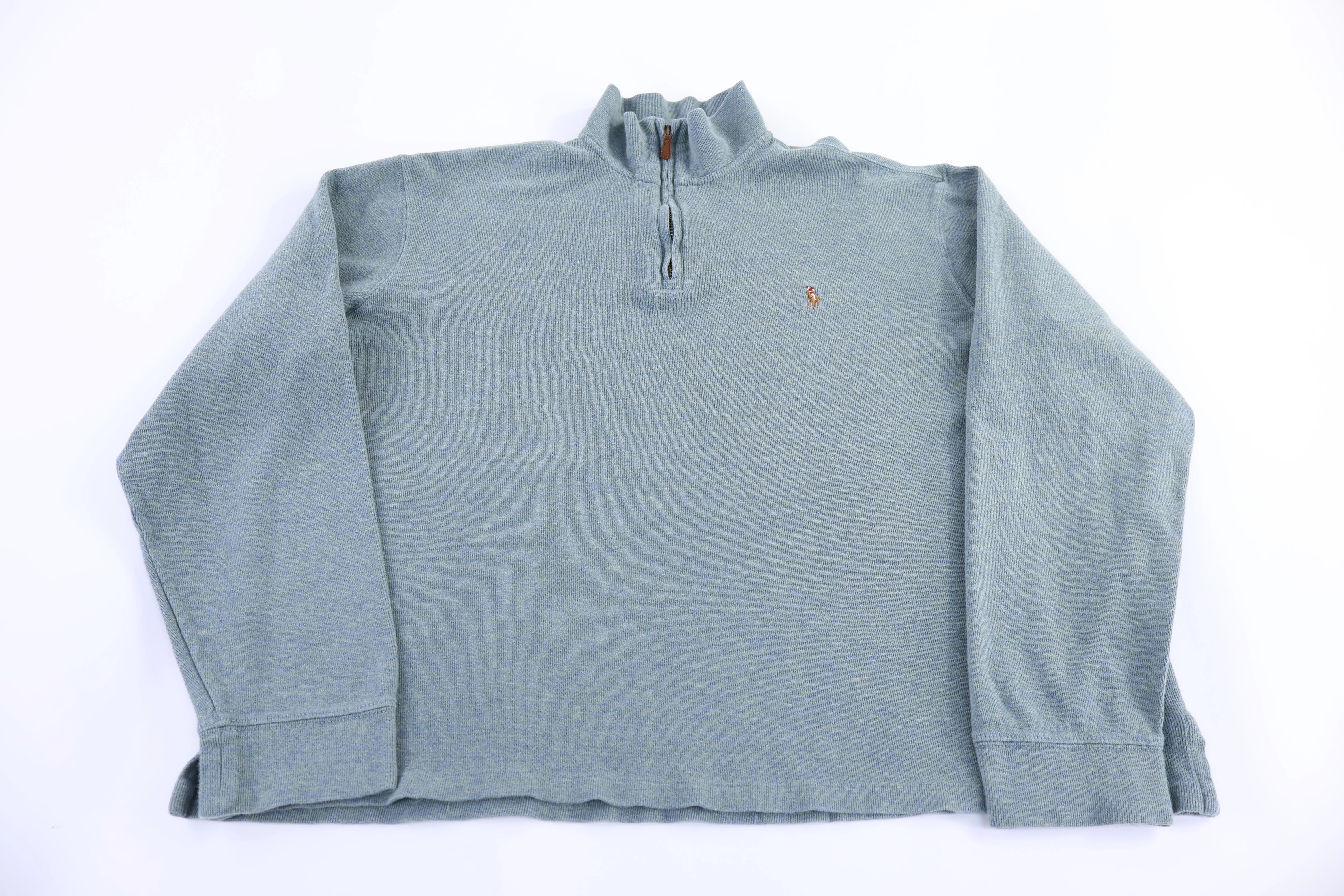 Polo Ralph Lauren Embroidered Logo Green Quarter Zip Sweater