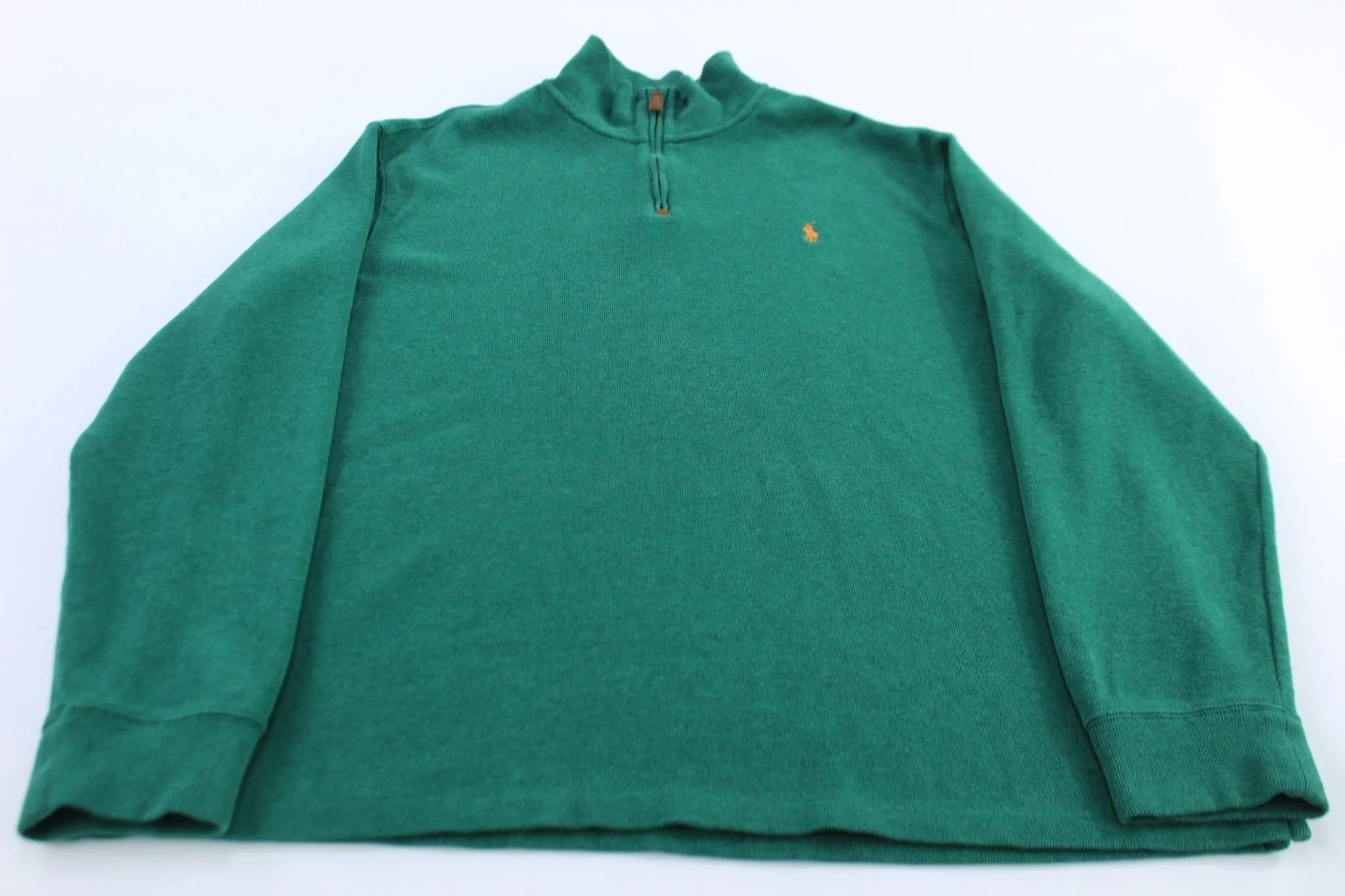 Polo Ralph Lauren Embroidered Logo Green Quarter Zip Sweater