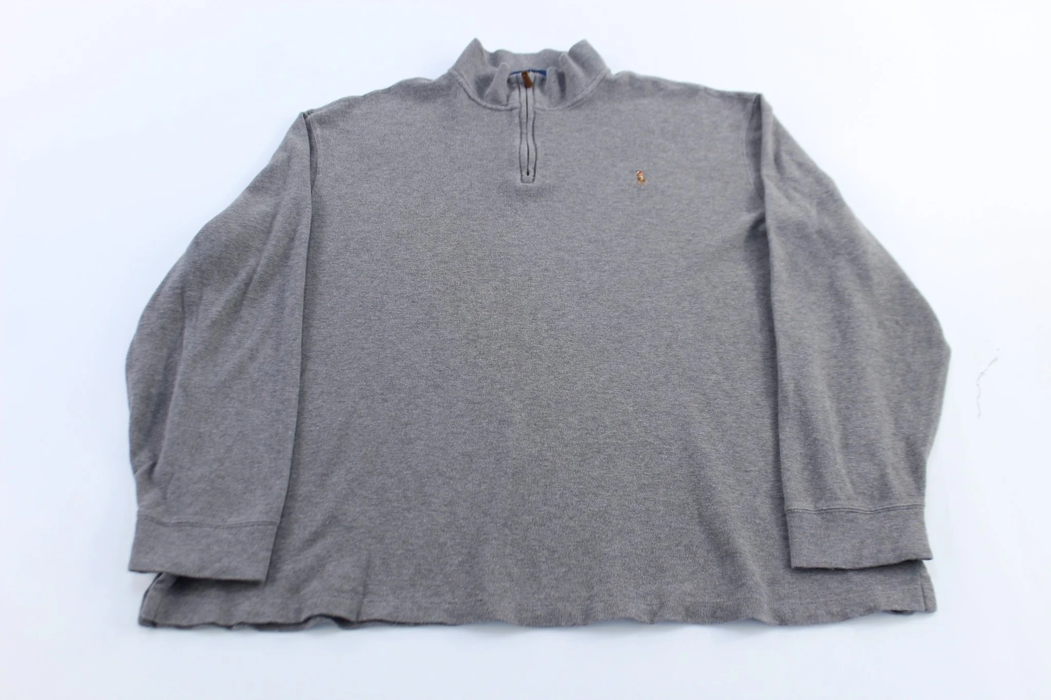 Polo Ralph Lauren Embroidered Logo Grey Quarter Zip Sweater
