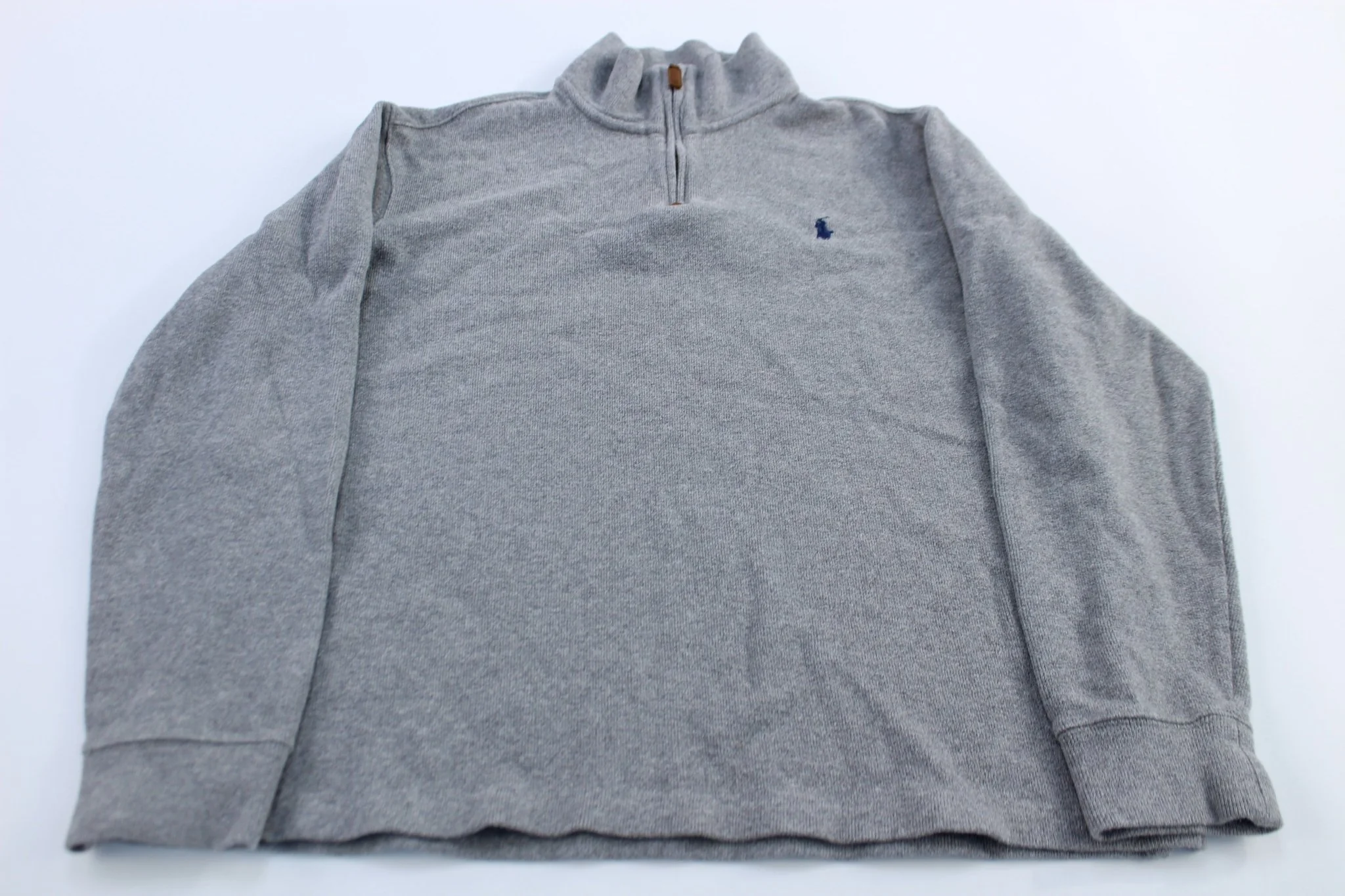 Polo Ralph Lauren Embroidered Logo Grey Quarter Zip Sweater
