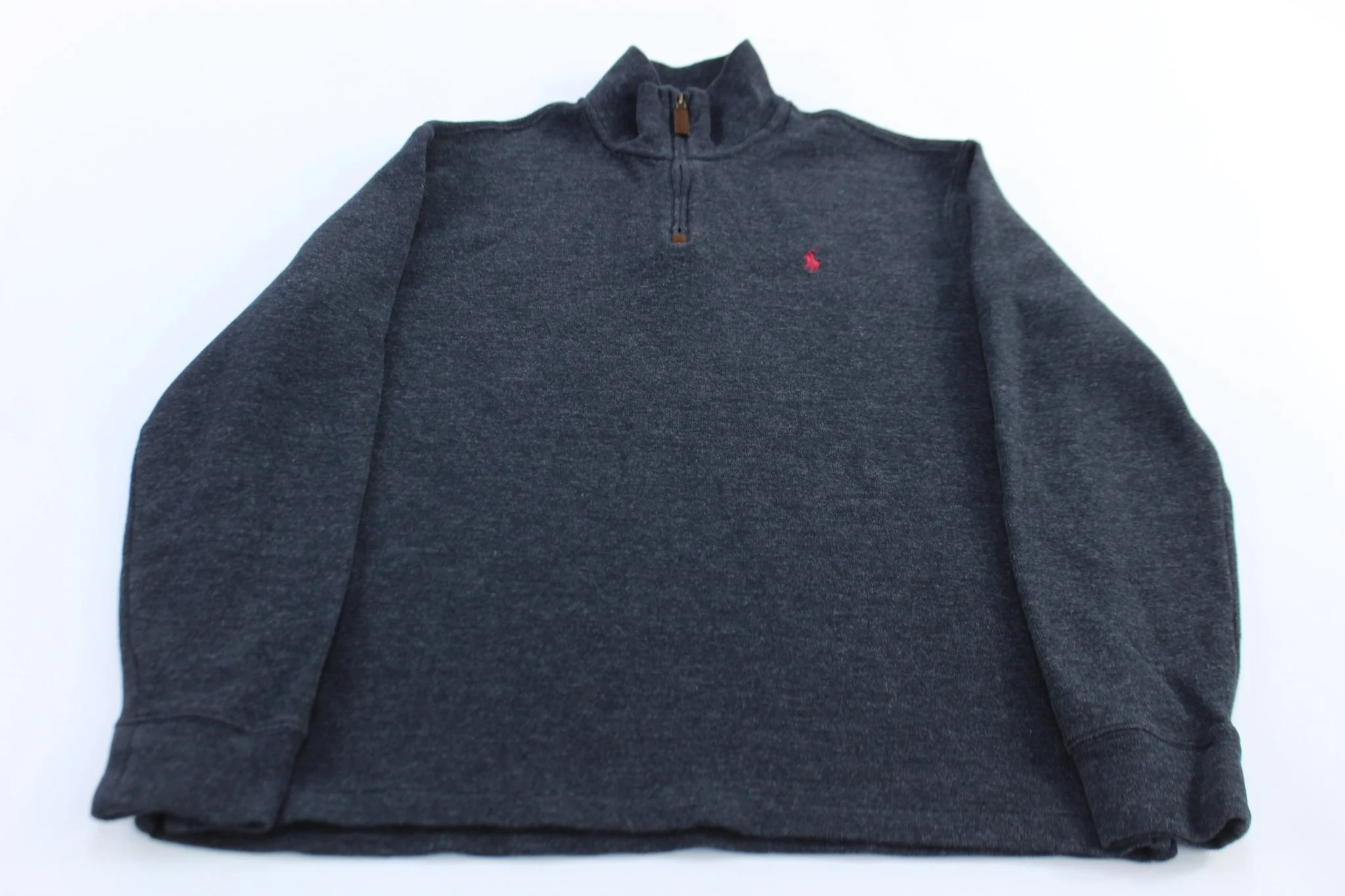 Polo Ralph Lauren Embroidered Logo Grey Quarter Zip Sweater