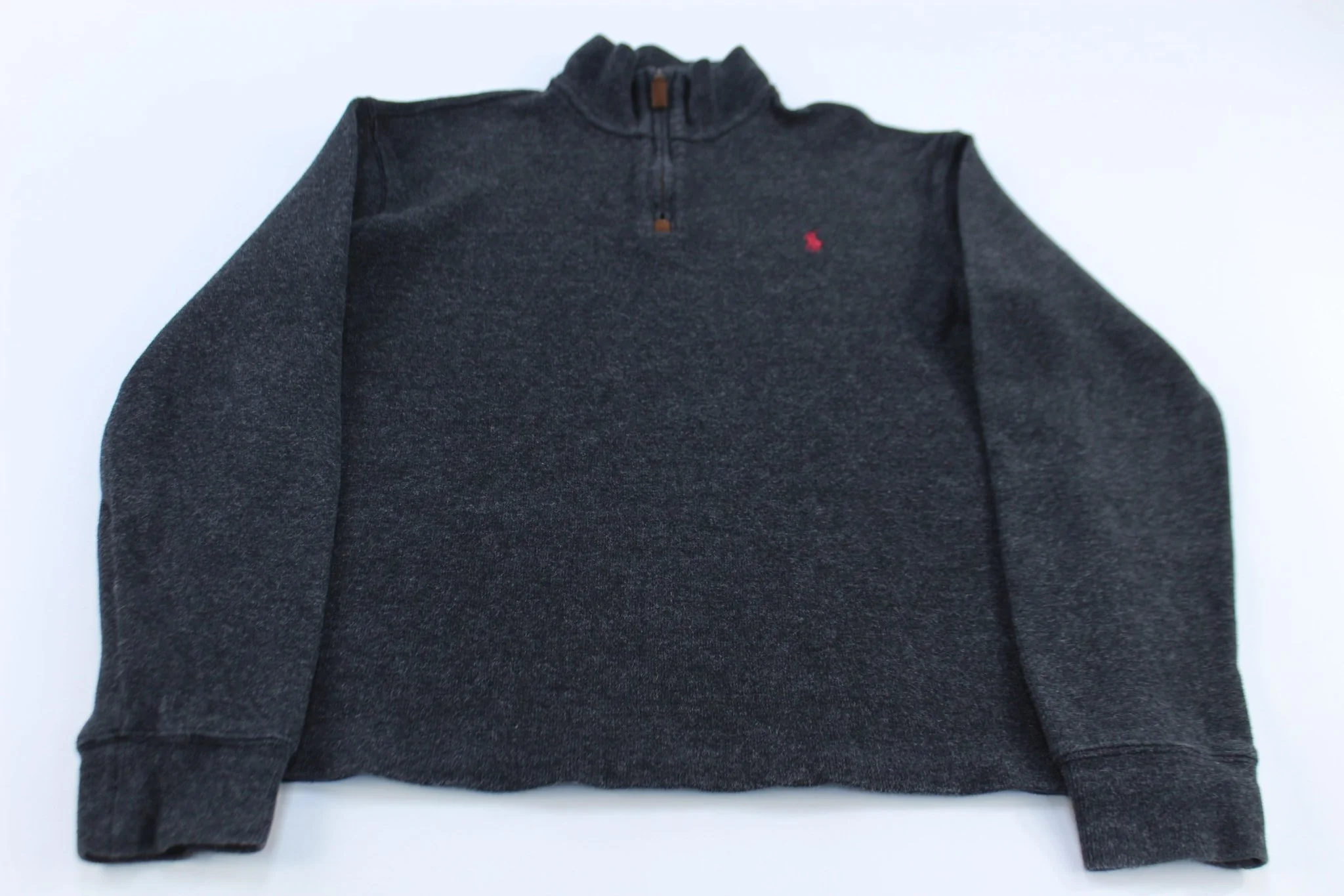 Polo Ralph Lauren Embroidered Logo Grey Quarter Zip Sweater