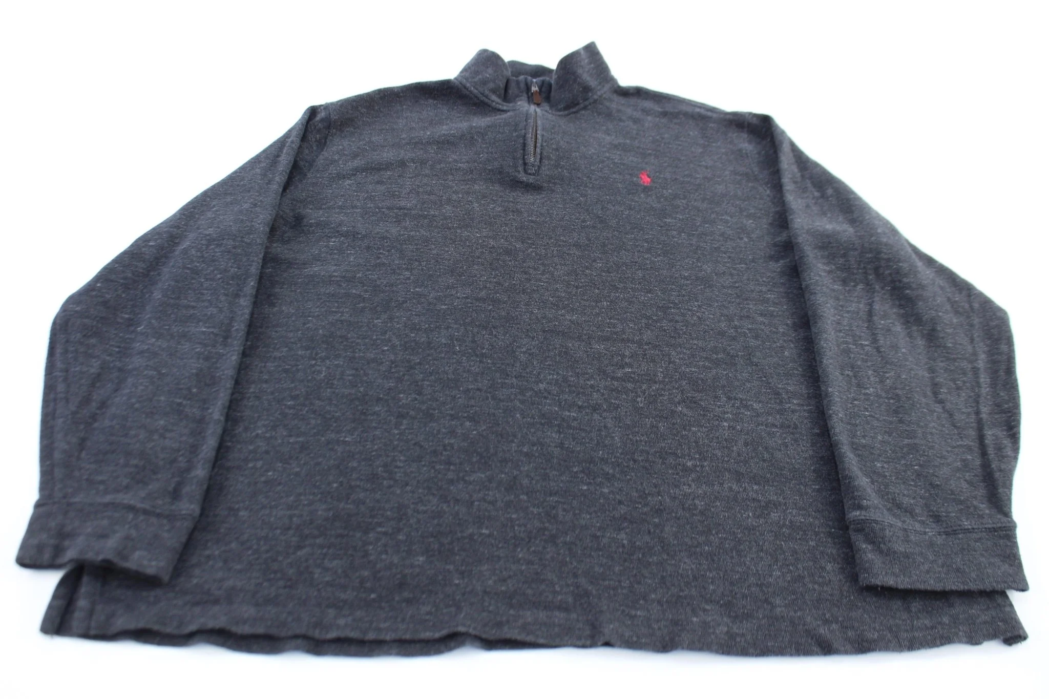 Polo Ralph Lauren Embroidered Logo Grey Quarter Zip Sweater