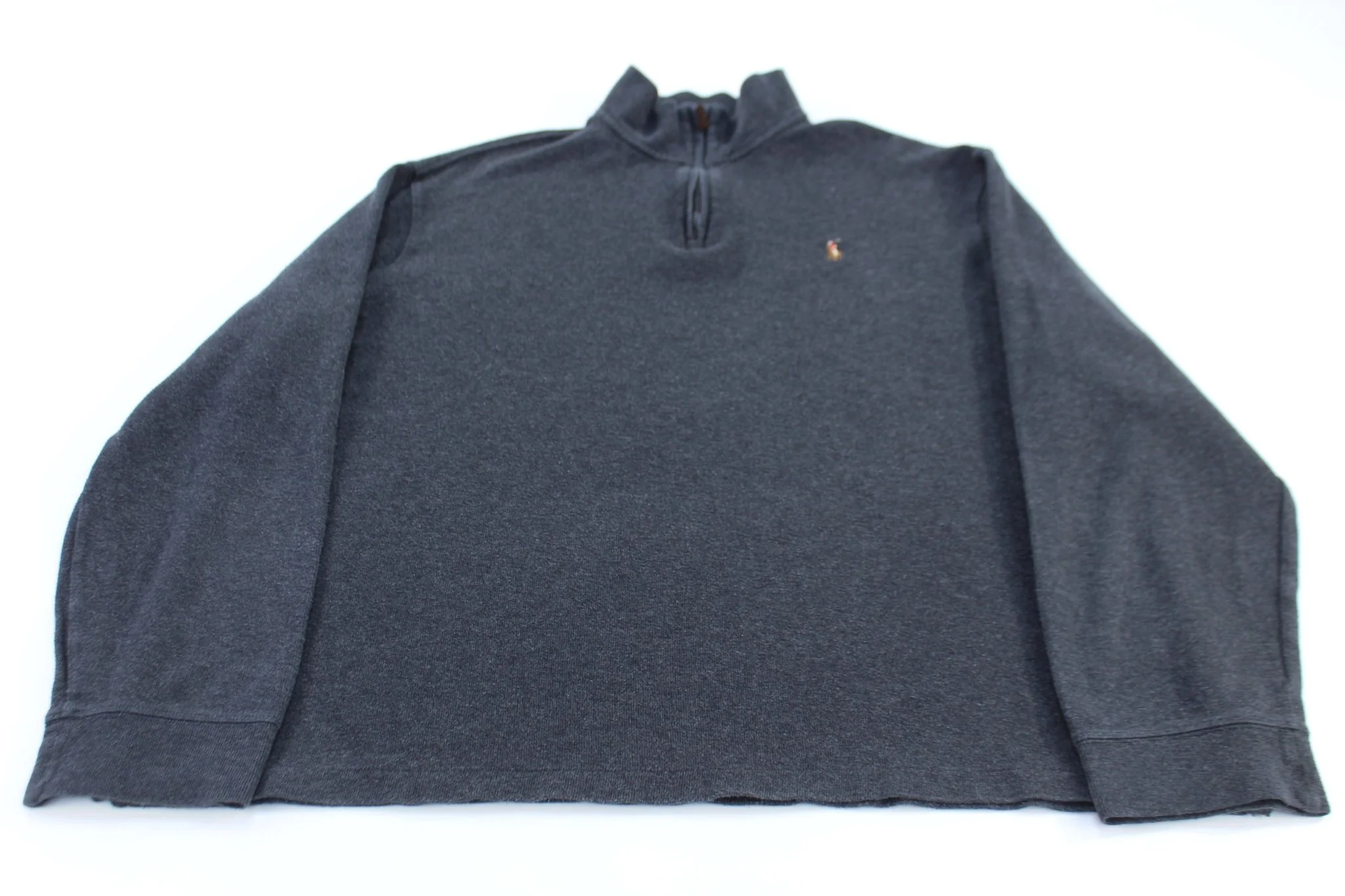 Polo Ralph Lauren Embroidered Logo Grey Quarter Zip Sweater
