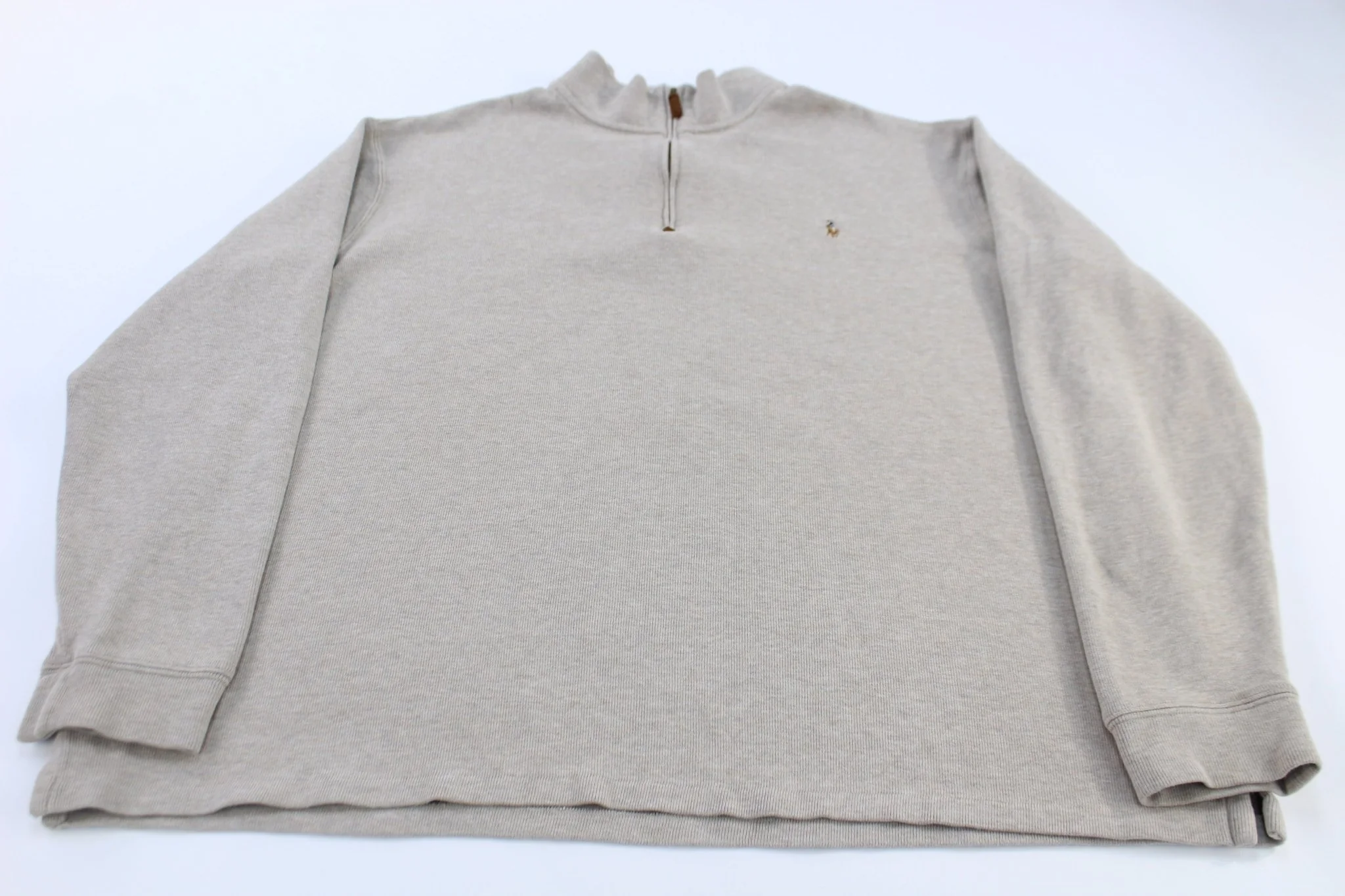 Polo Ralph Lauren Embroidered Logo Grey Quarter Zip Sweater