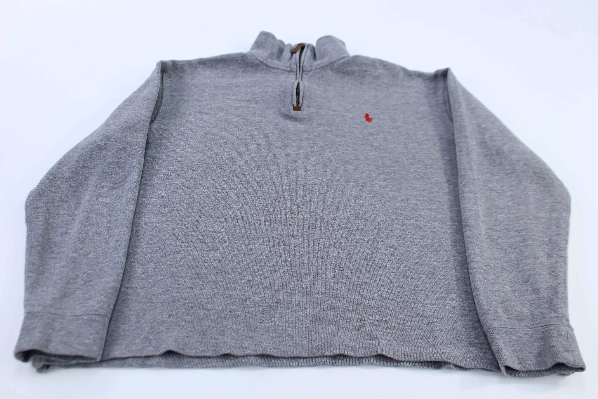 Polo Ralph Lauren Embroidered Logo Grey Quarter Zip Sweater