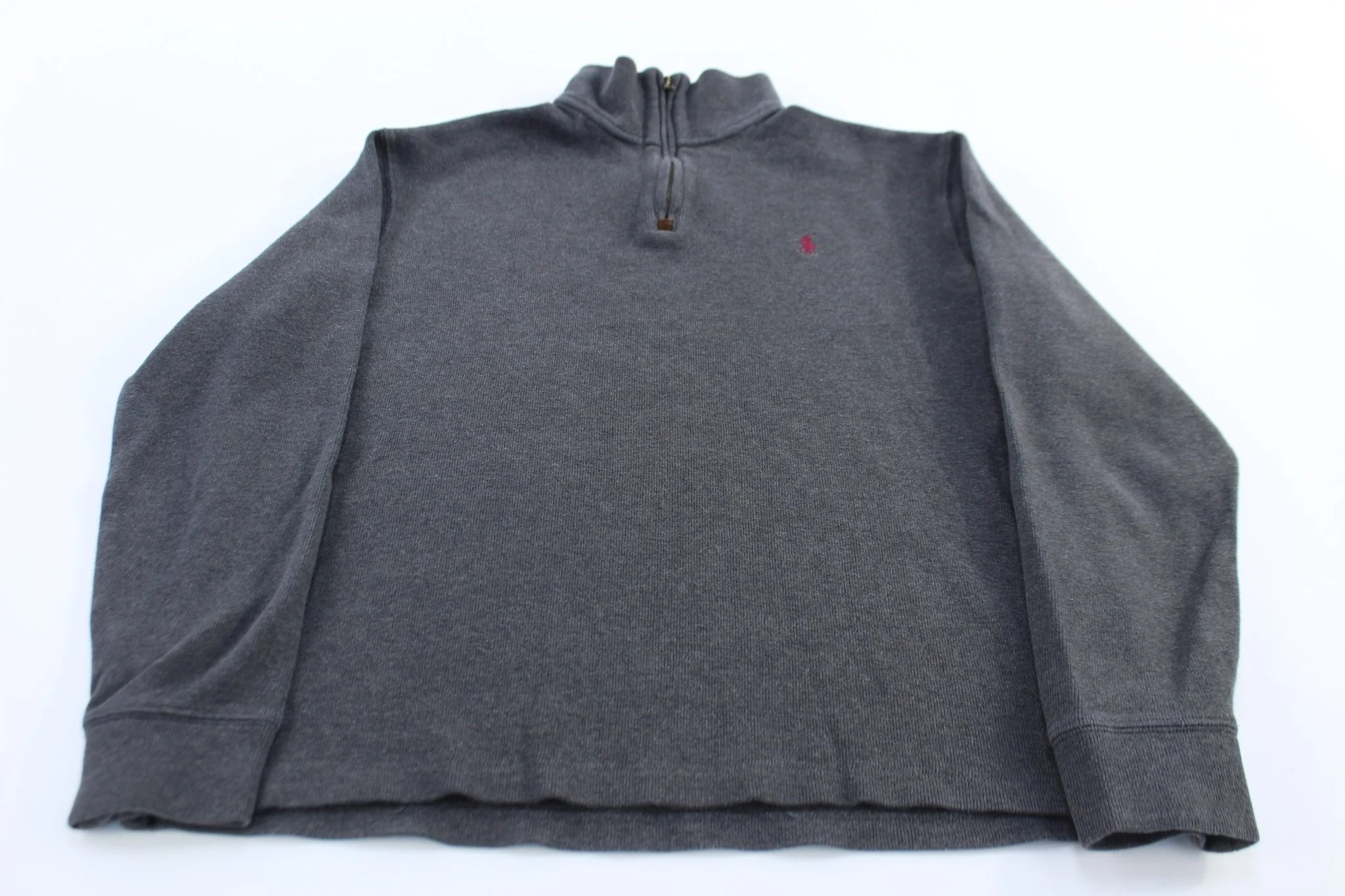Polo Ralph Lauren Embroidered Logo Grey Quarter Zip Sweater