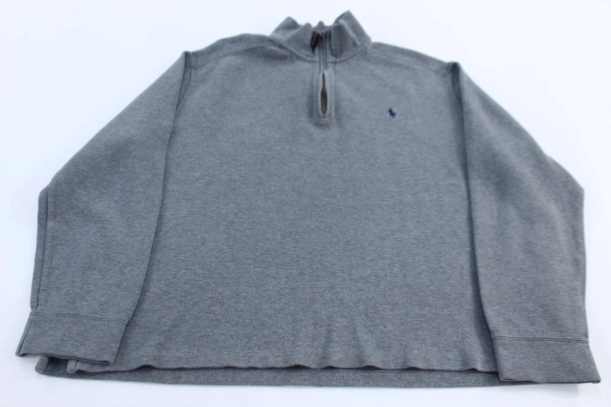 Polo Ralph Lauren Embroidered Logo Grey Quarter Zip Sweater