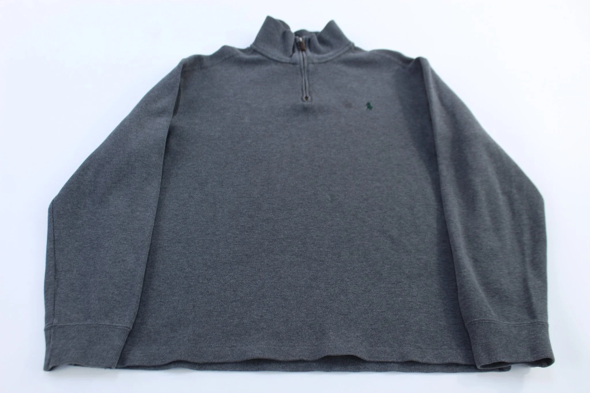 Polo Ralph Lauren Embroidered Logo Grey Quarter Zip Sweater