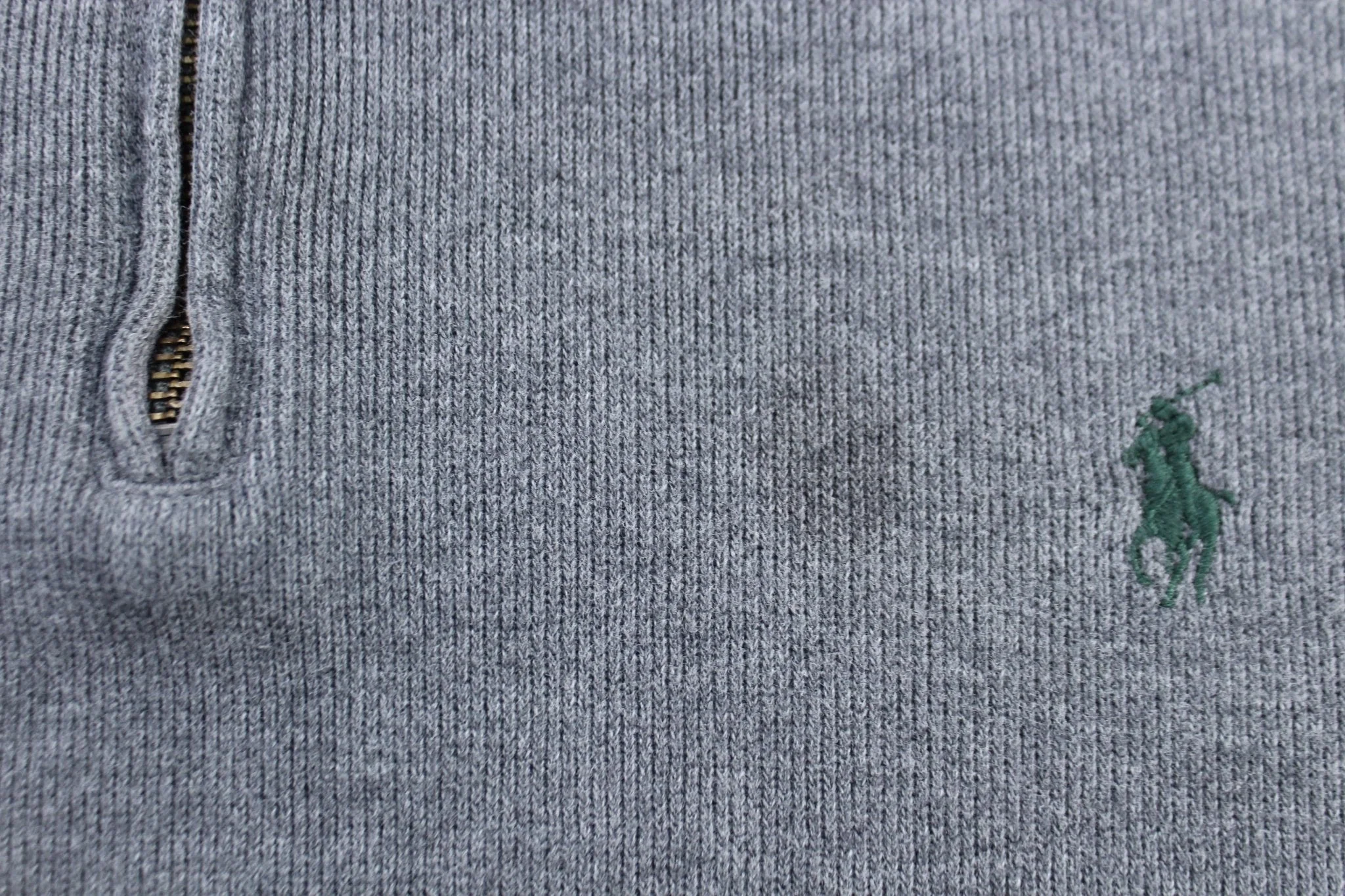 Polo Ralph Lauren Embroidered Logo Grey Quarter Zip Sweater - Image 3