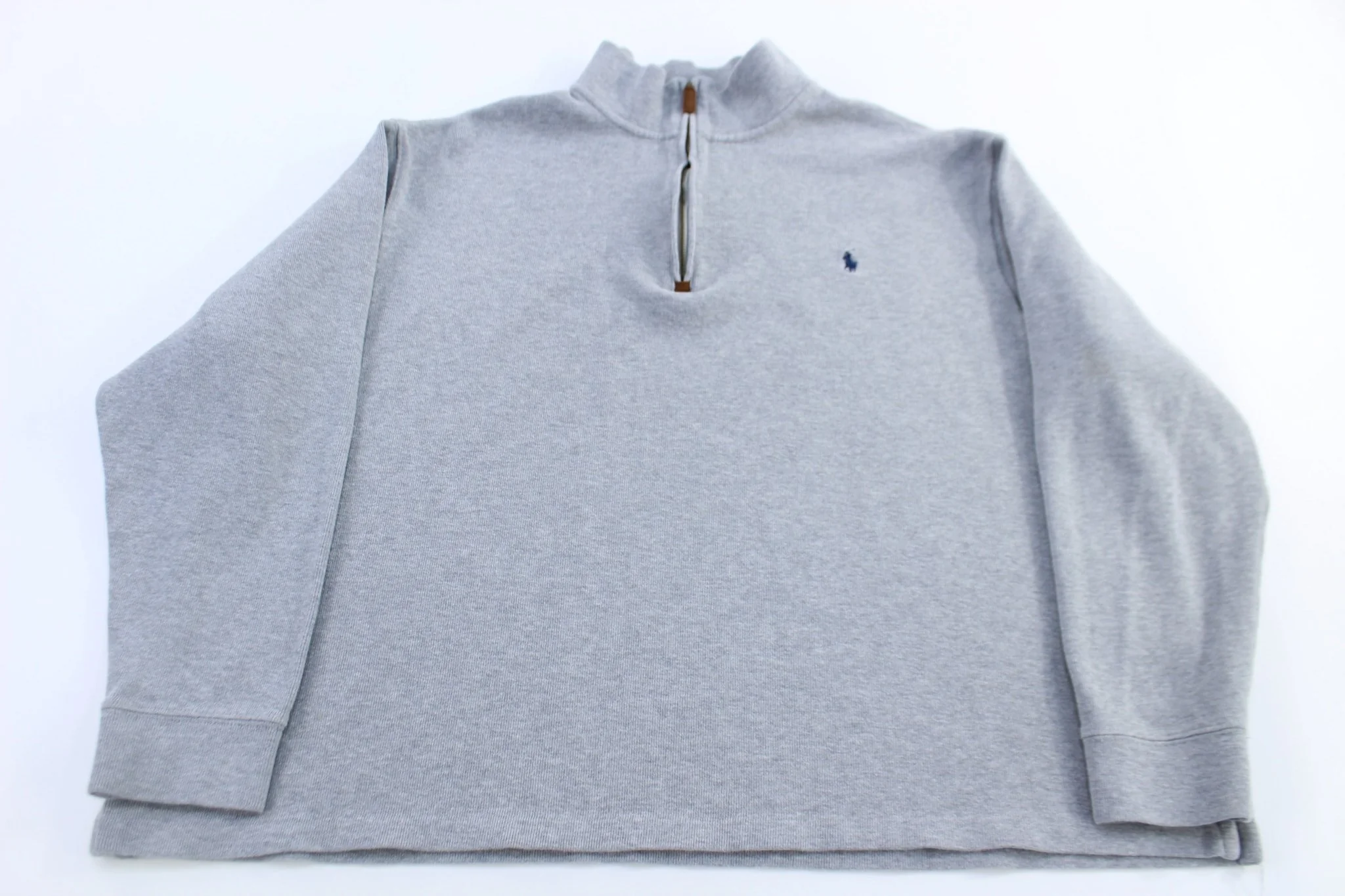 Polo Ralph Lauren Embroidered Logo Grey Quarter Zip Sweater