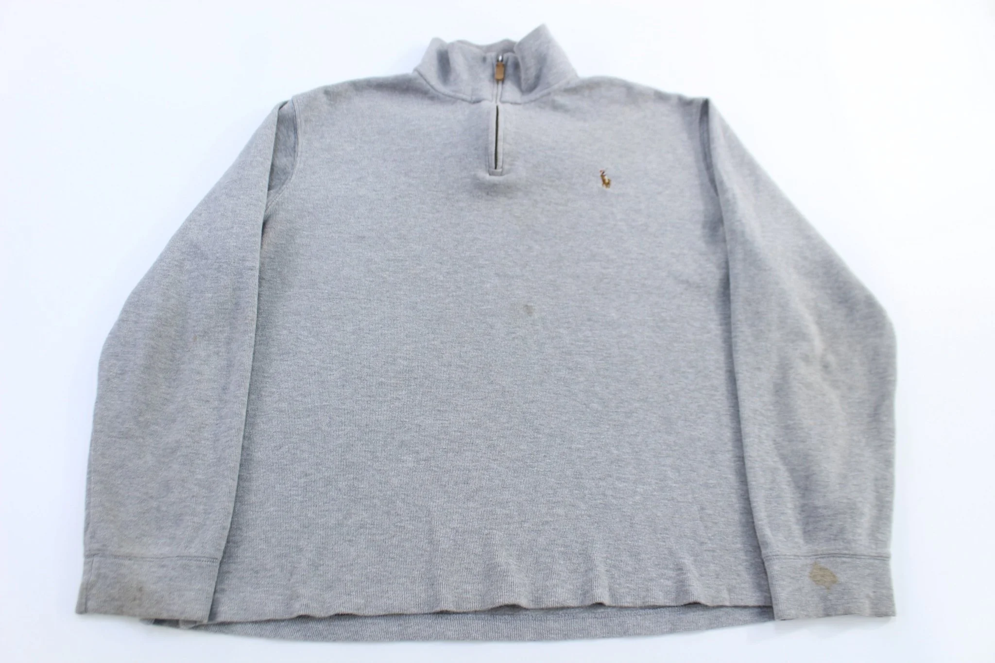 Polo Ralph Lauren Embroidered Logo Grey Quarter Zip Sweater