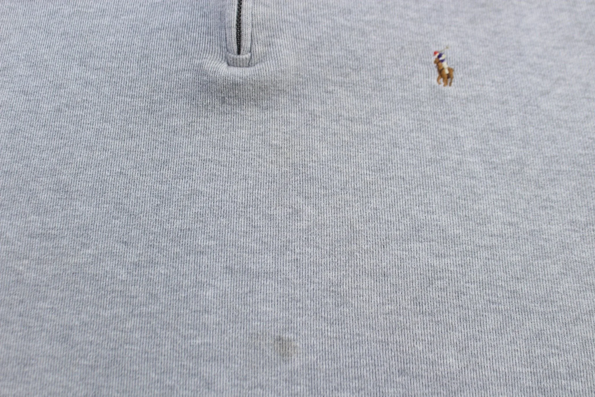 Polo Ralph Lauren Embroidered Logo Grey Quarter Zip Sweater - Image 3