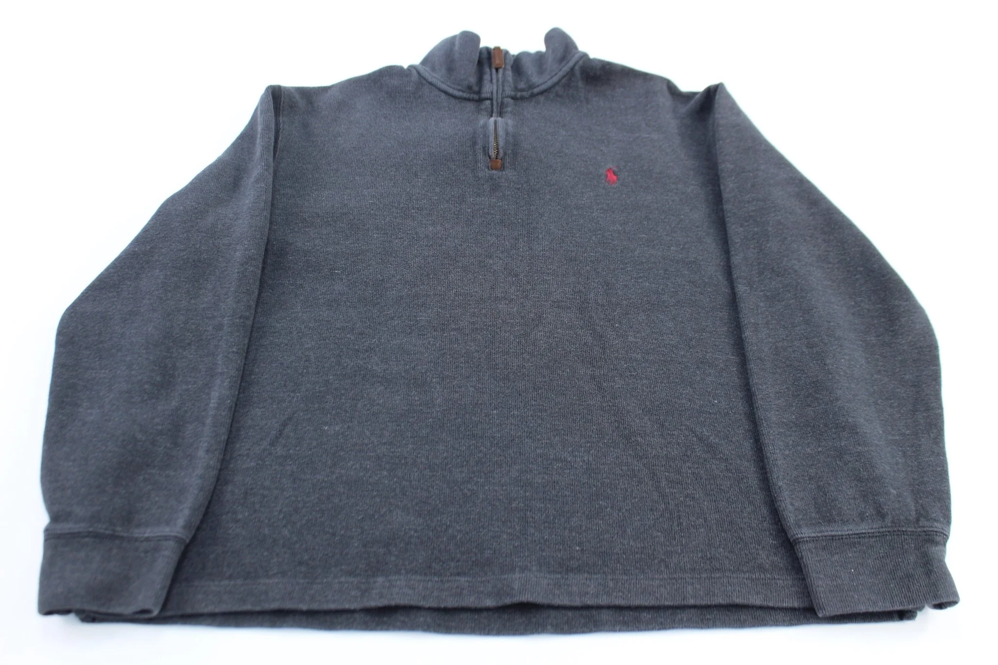 Polo Ralph Lauren Embroidered Logo Grey Quarter Zip Sweater