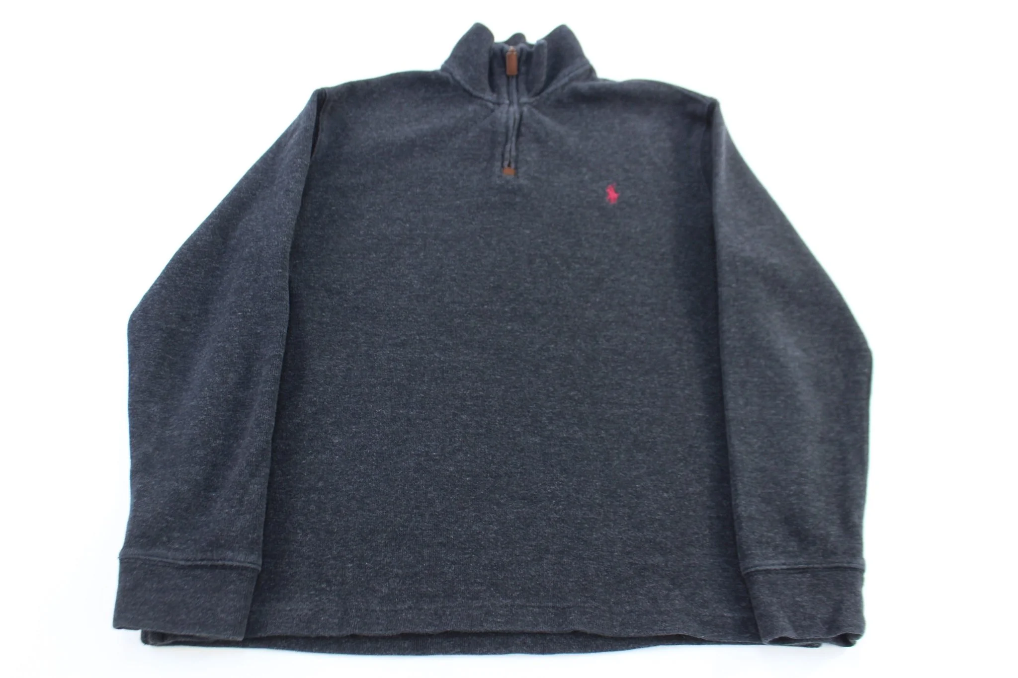 Polo Ralph Lauren Embroidered Logo Grey Quarter Zip Sweater