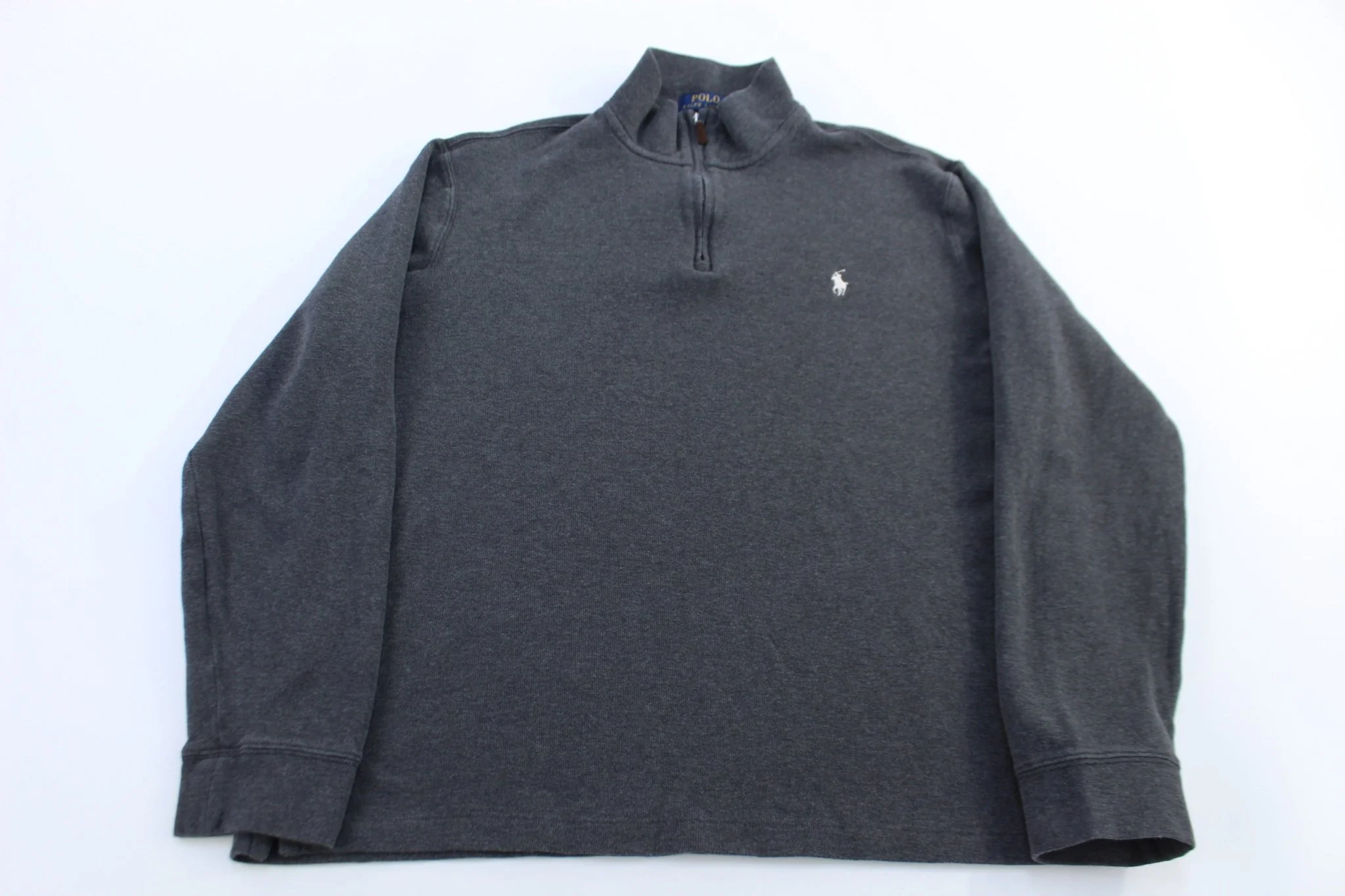 Polo Ralph Lauren Embroidered Logo Grey Quarter Zip Sweater