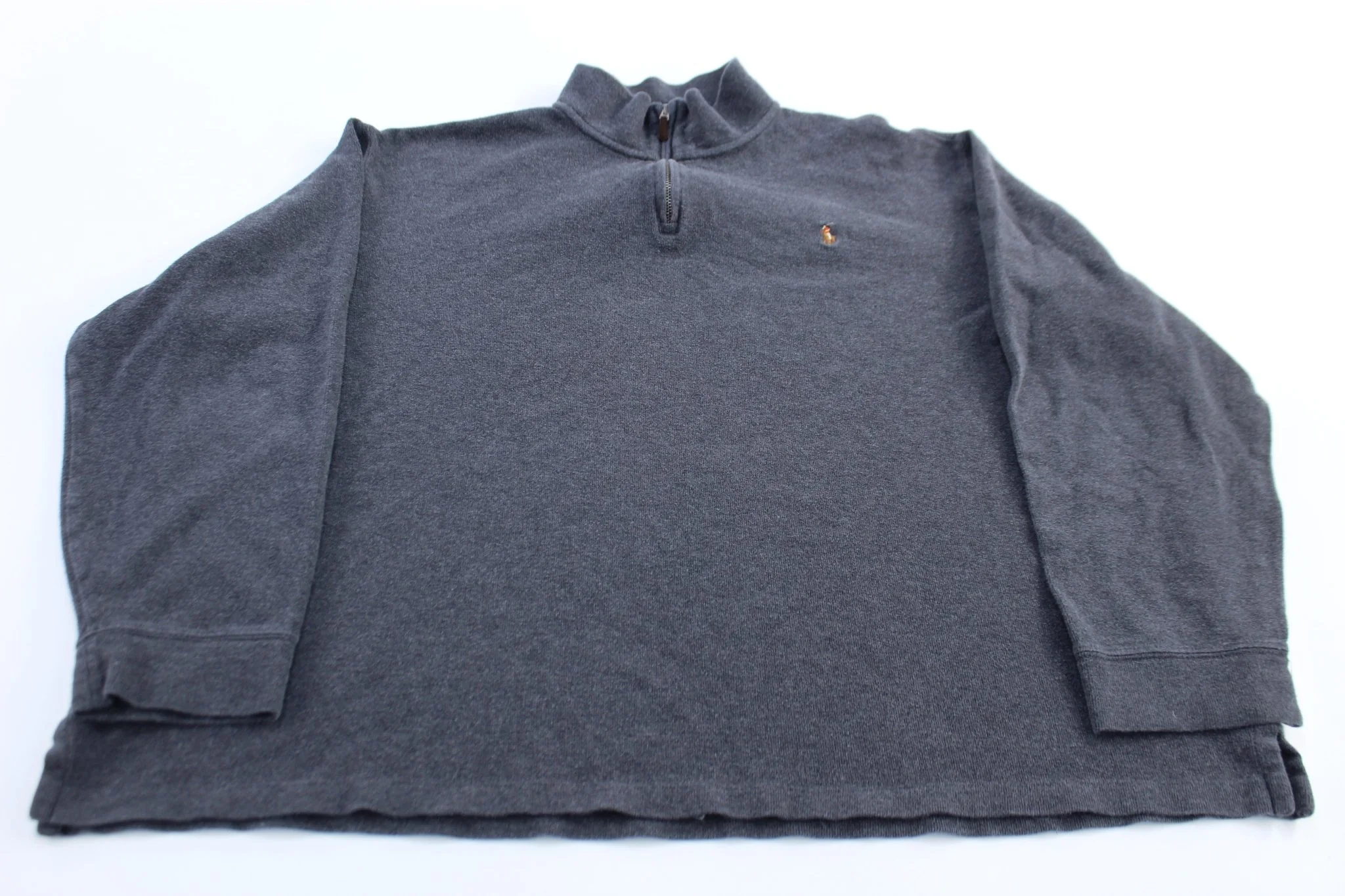 Polo Ralph Lauren Embroidered Logo Grey Quarter Zip Sweater