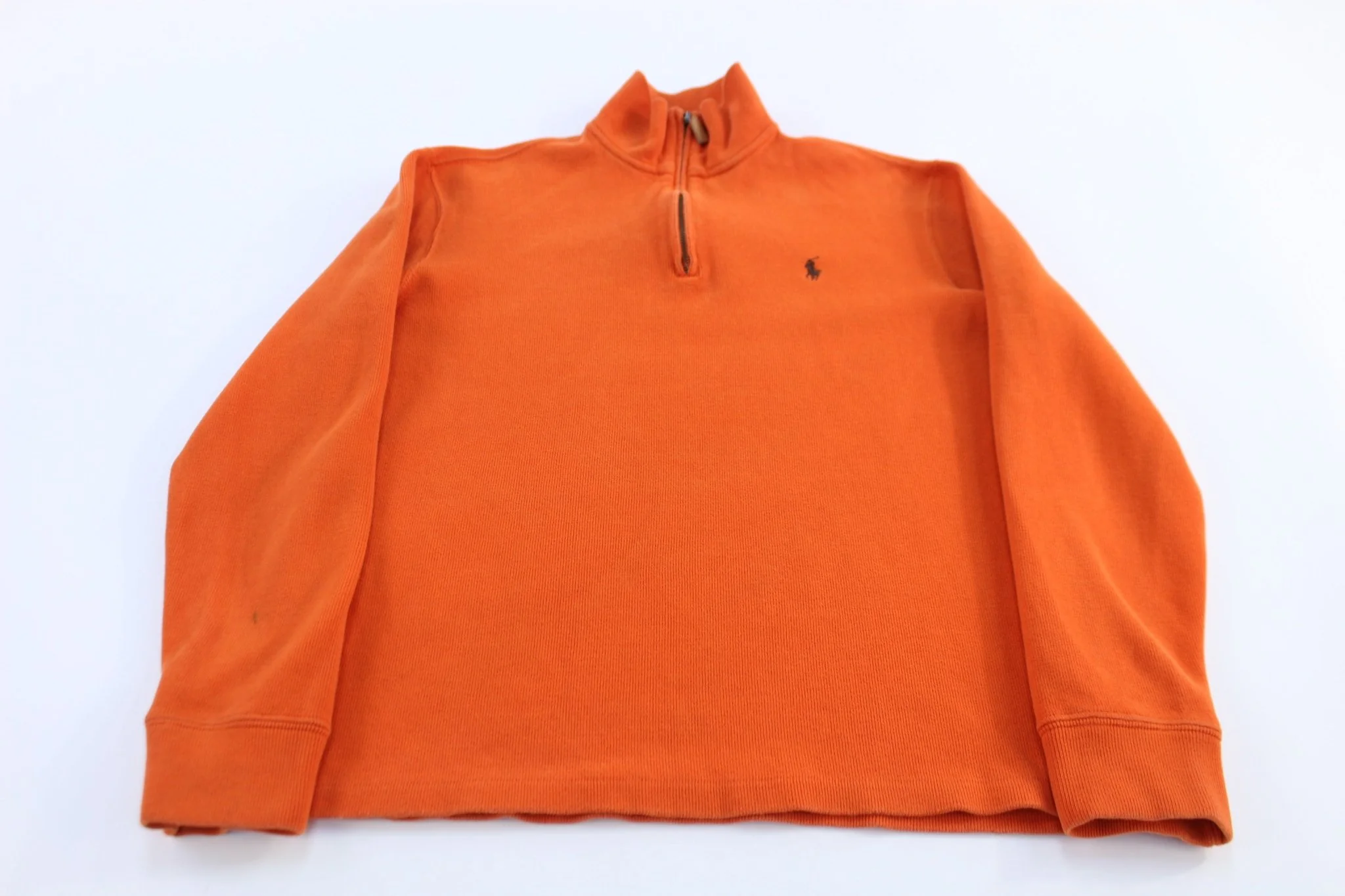 Polo Ralph Lauren Embroidered Logo Orange Quarter Zip Sweater