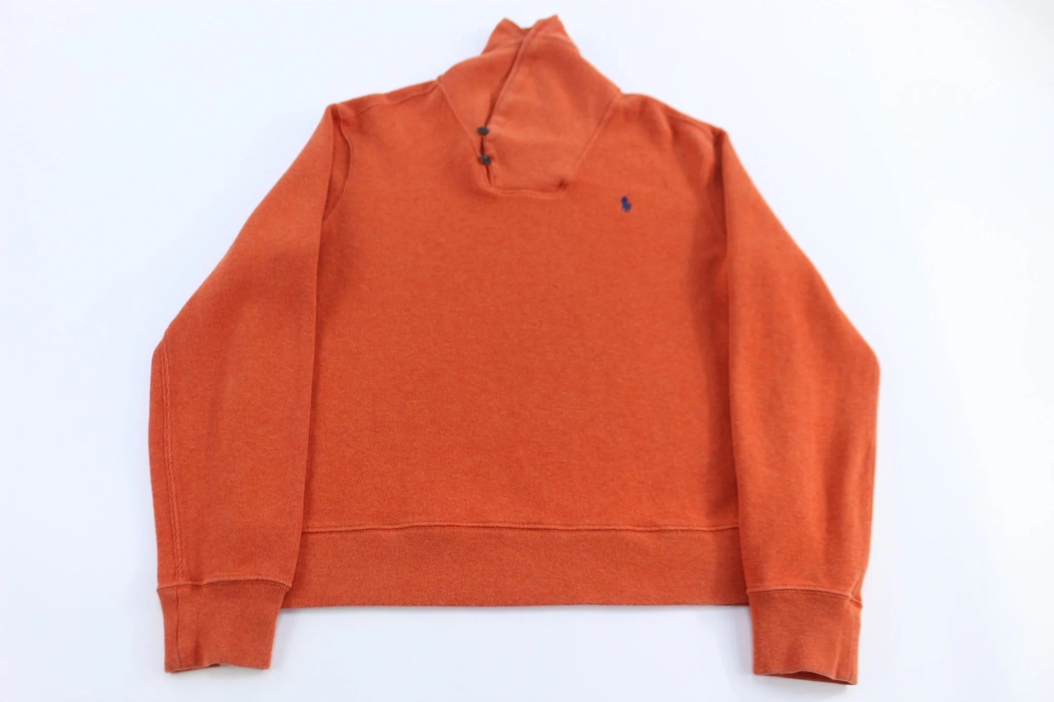 Polo Ralph Lauren Embroidered Logo Orange Shawl Collar Sweater