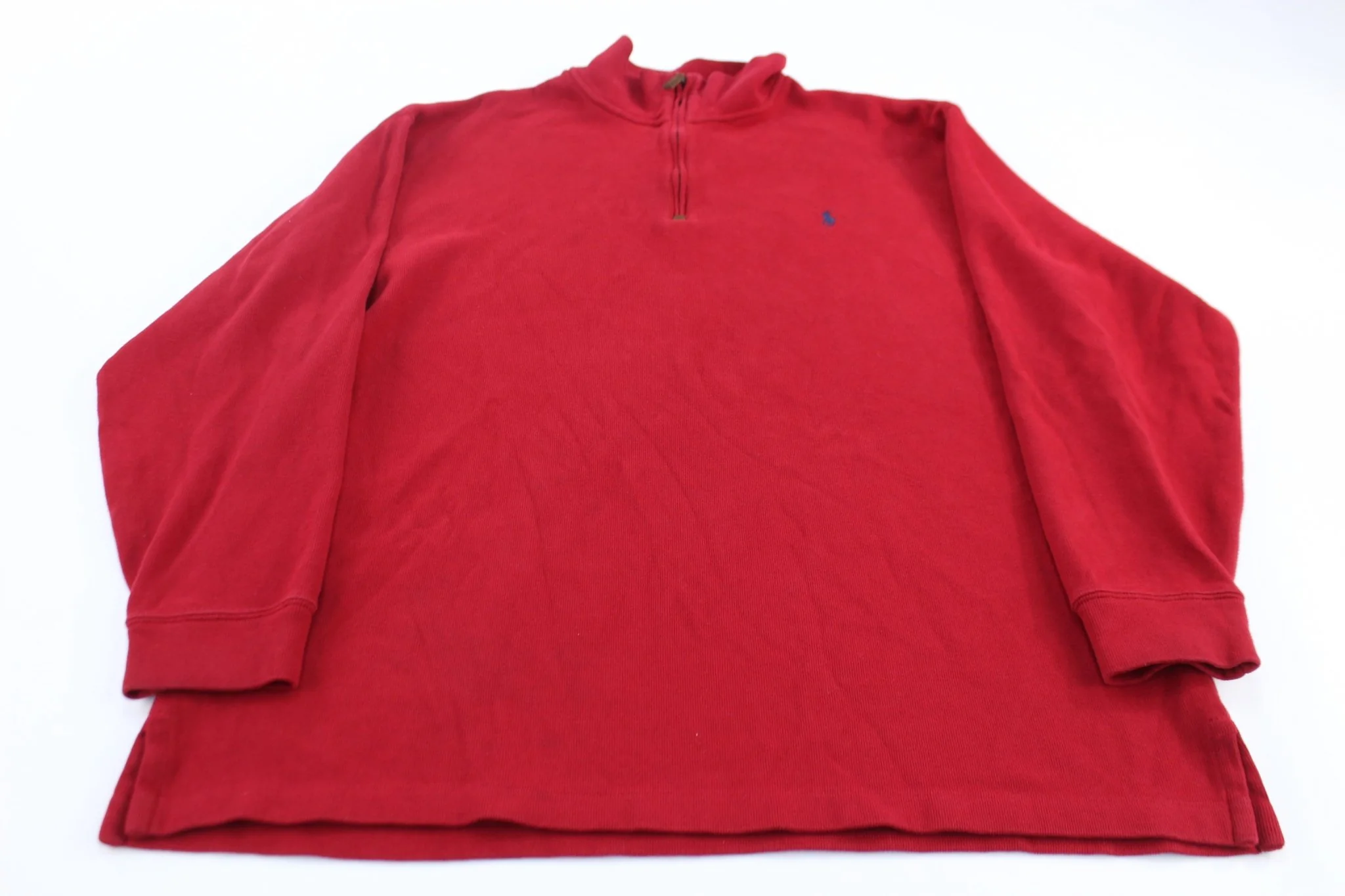 Polo Ralph Lauren Embroidered Logo Red Quarter Zip Sweater