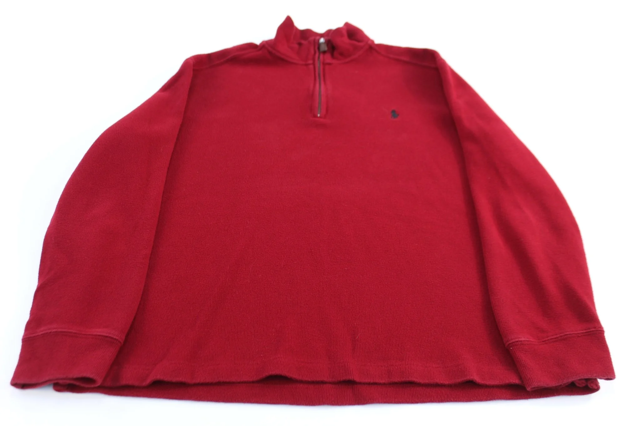 Polo Ralph Lauren Embroidered Logo Red Quarter Zip Sweater