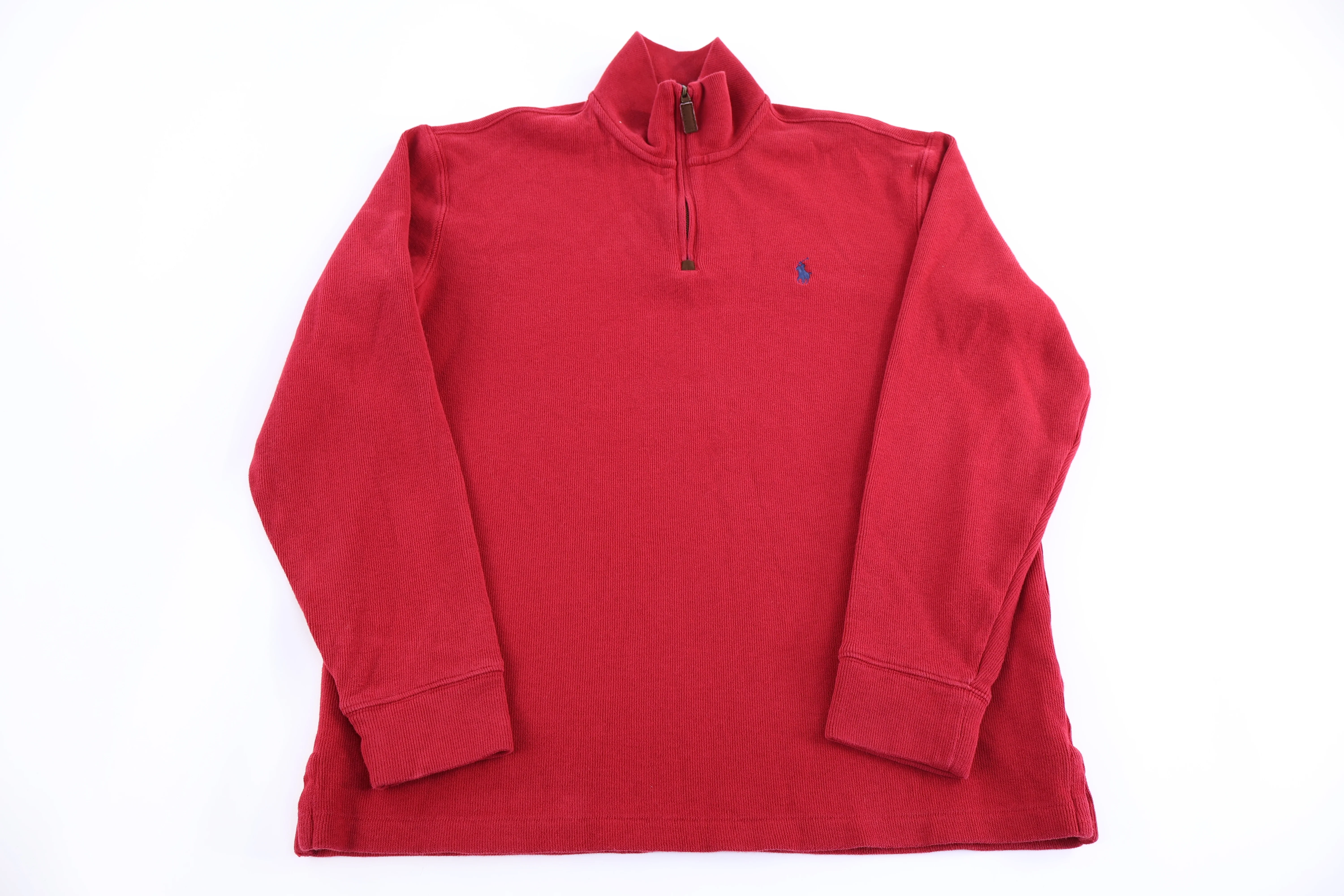 Polo Ralph Lauren Embroidered Logo Red Quarter zip Sweater