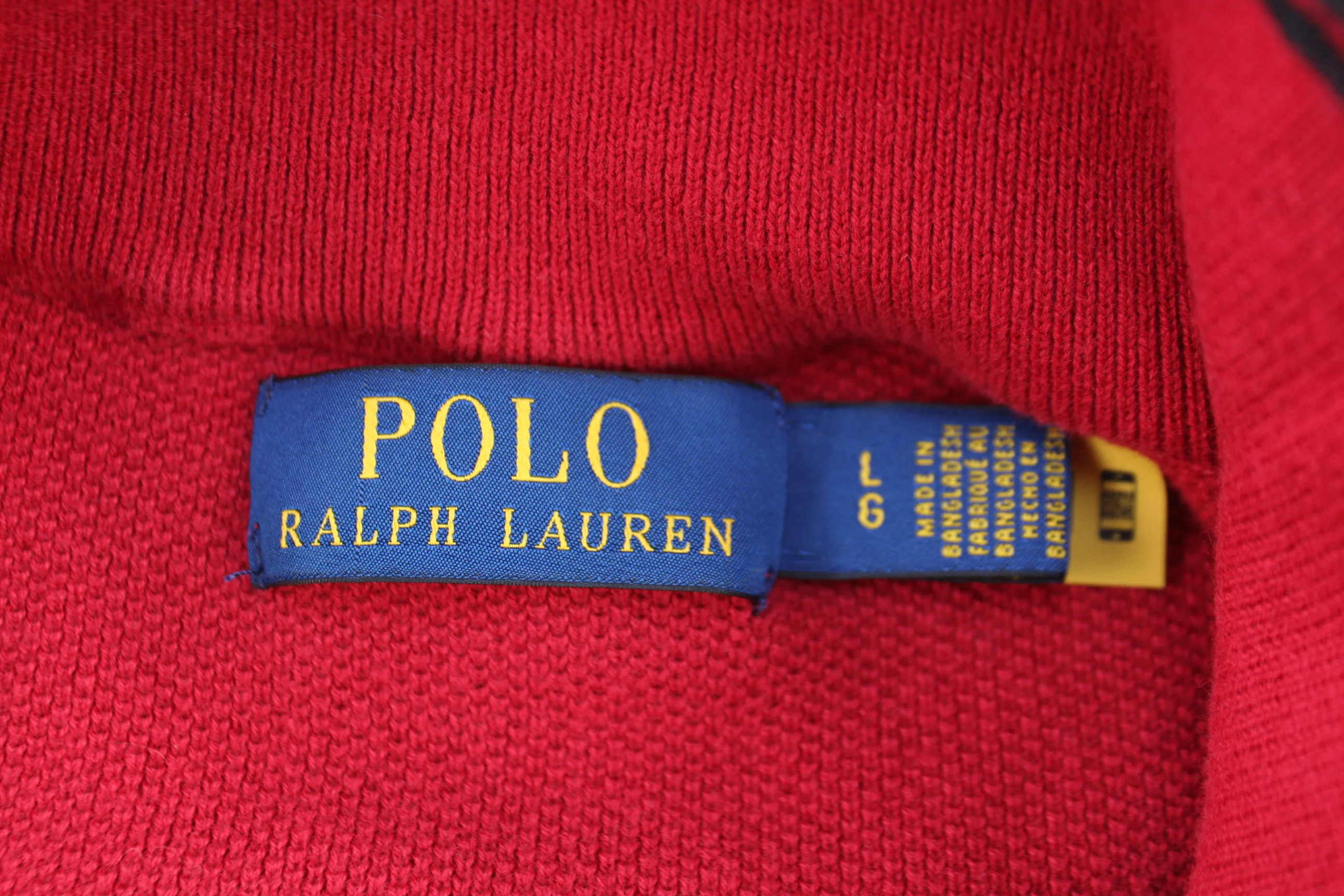 Polo Ralph Lauren Embroidered Logo Red Quarter Zip Sweater - Image 3