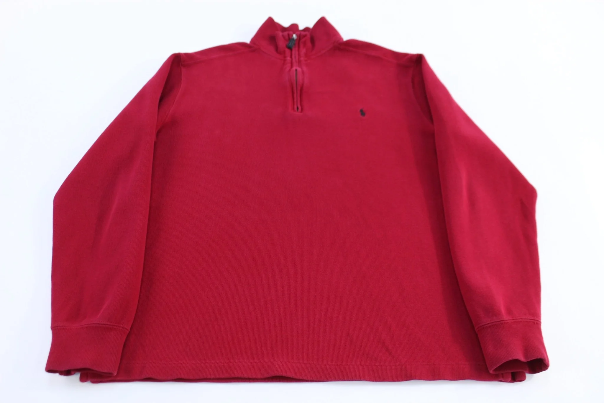 Polo Ralph Lauren Embroidered Logo Red Quarter Zip Sweater
