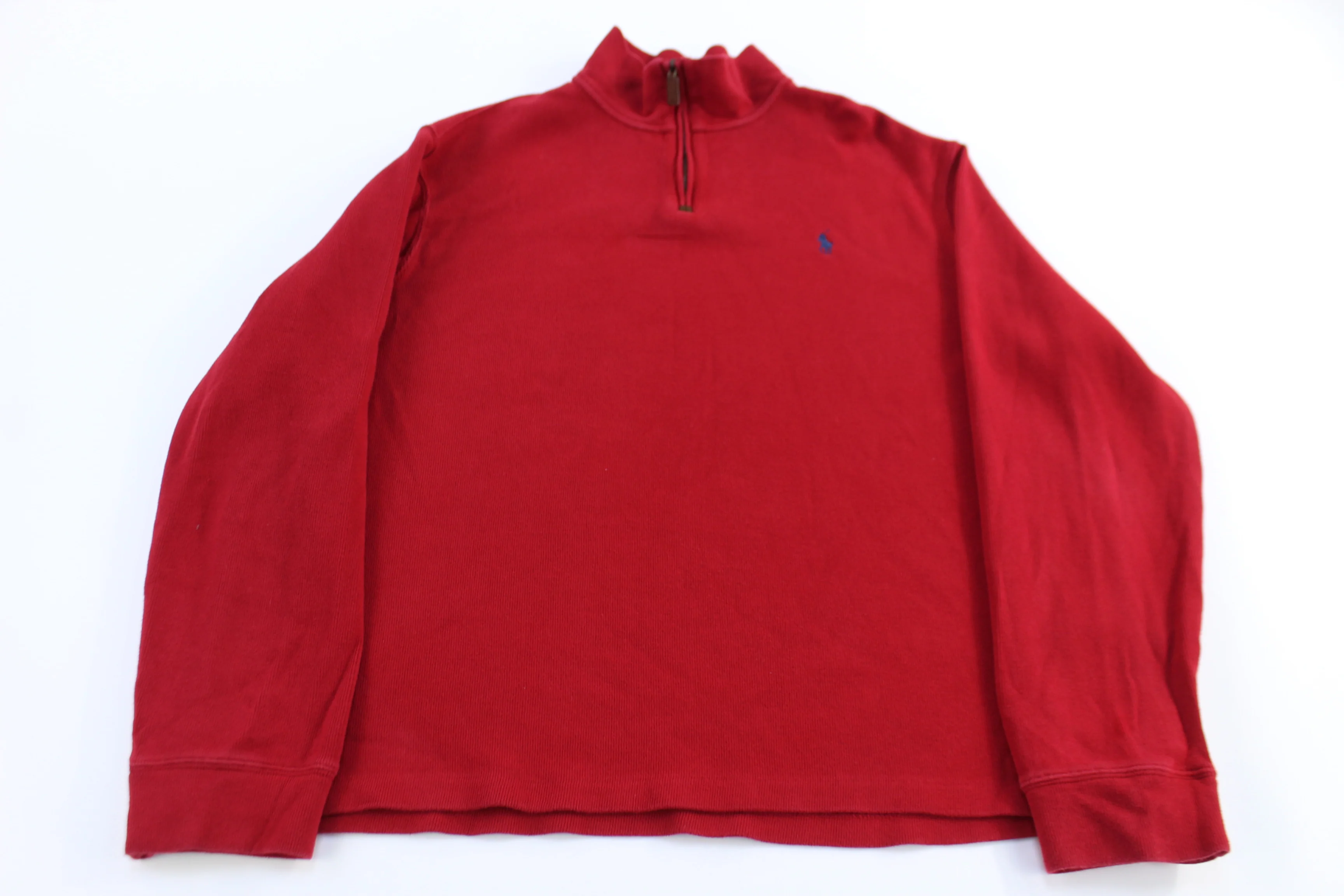 Polo Ralph Lauren Embroidered Logo Red Quarter Zip Sweater