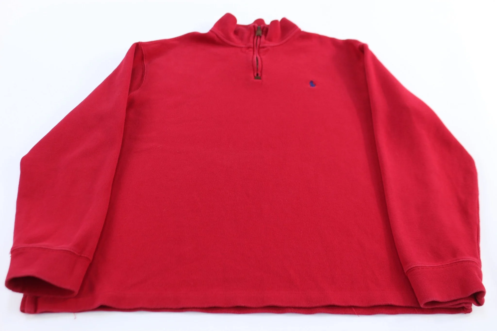 Polo Ralph Lauren Embroidered Logo Red Quarter Zip Sweater