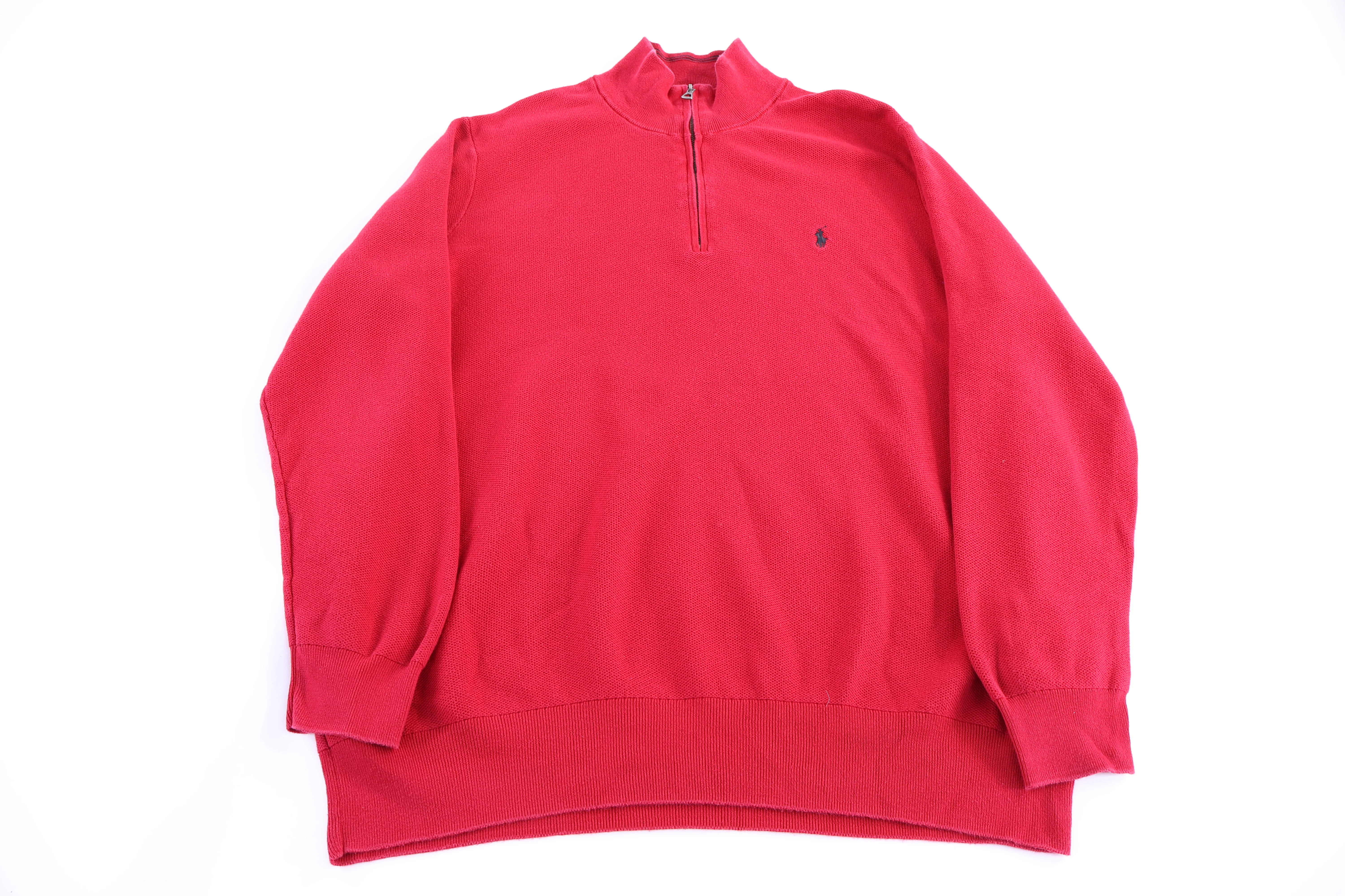 Polo Ralph Lauren Embroidered Logo Red Quarter Zip Sweater