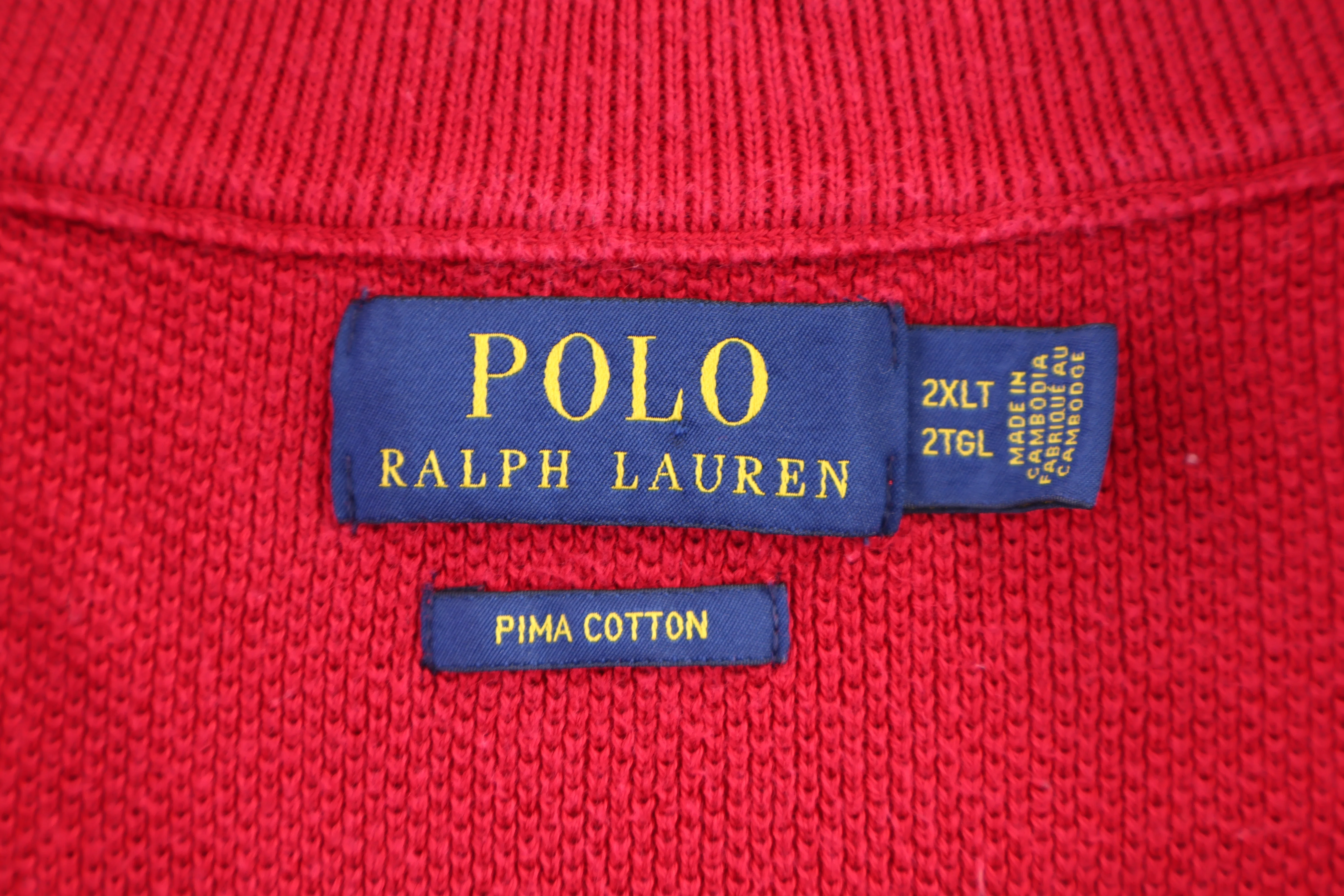 Polo Ralph Lauren Embroidered Logo Red Quarter Zip Sweater - Image 3