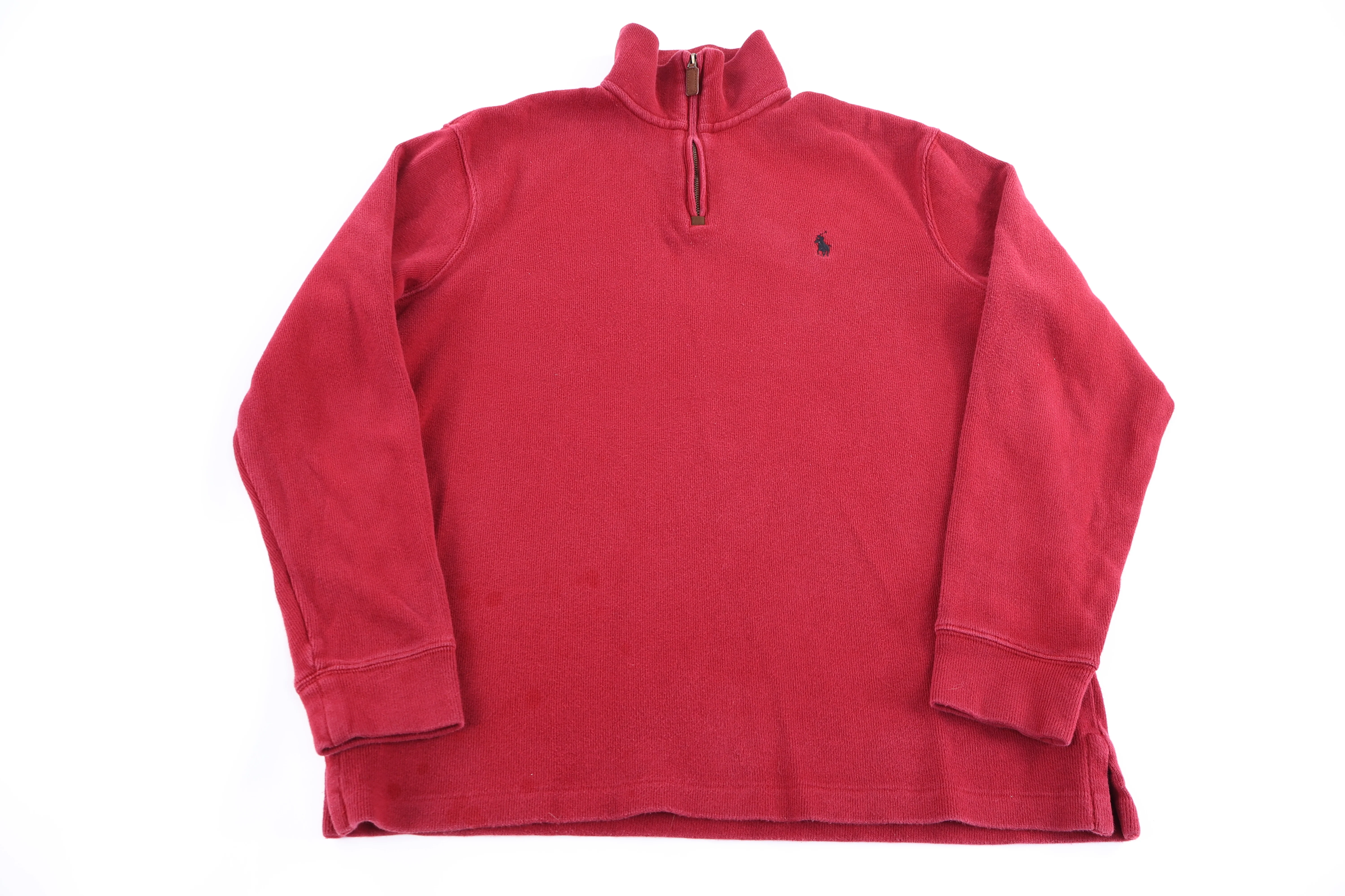 Polo Ralph Lauren Embroidered Logo Red Quarter Zip Sweater