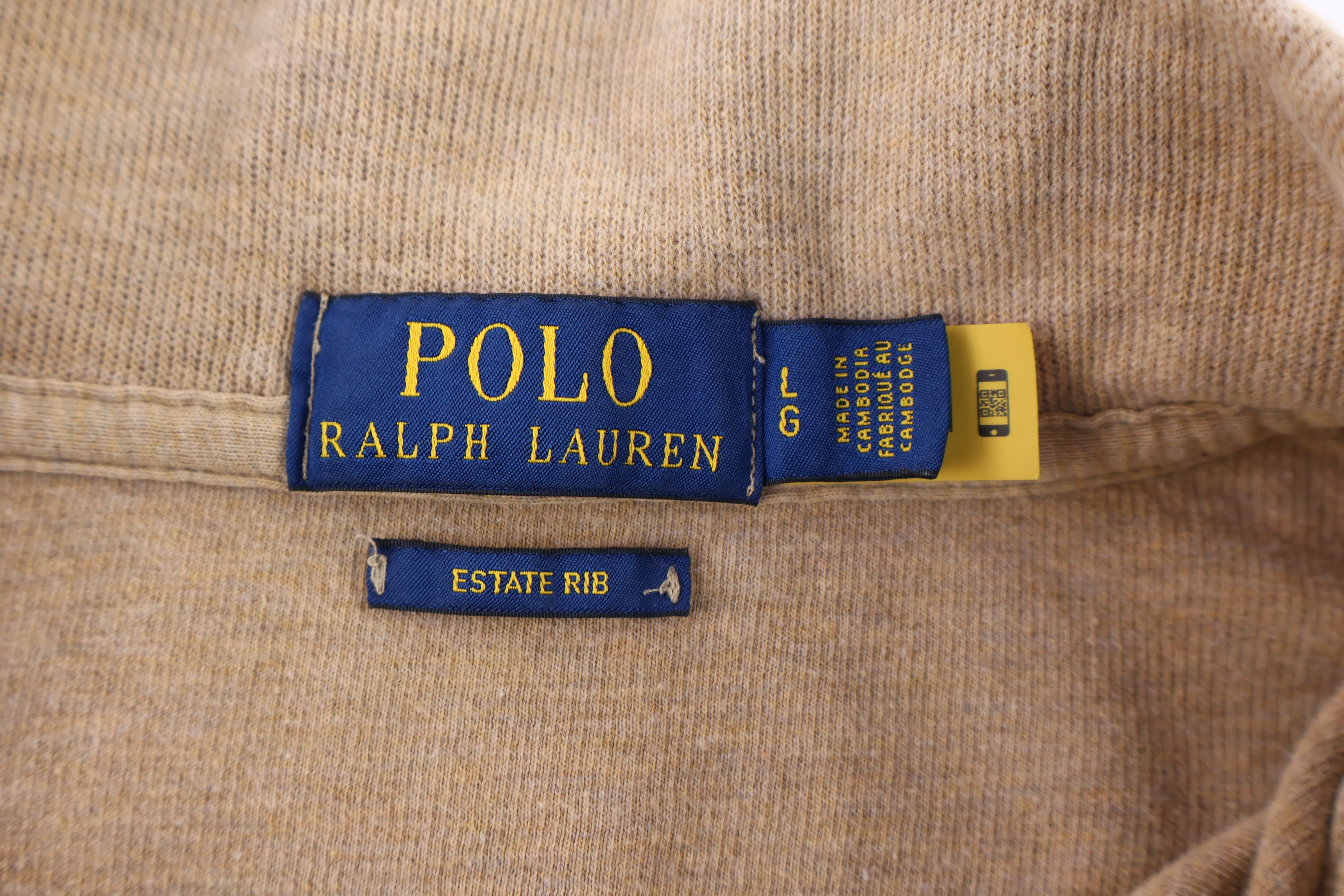 Polo Ralph Lauren Embroidered Logo Tan Quarter Zip Sweater - Image 3