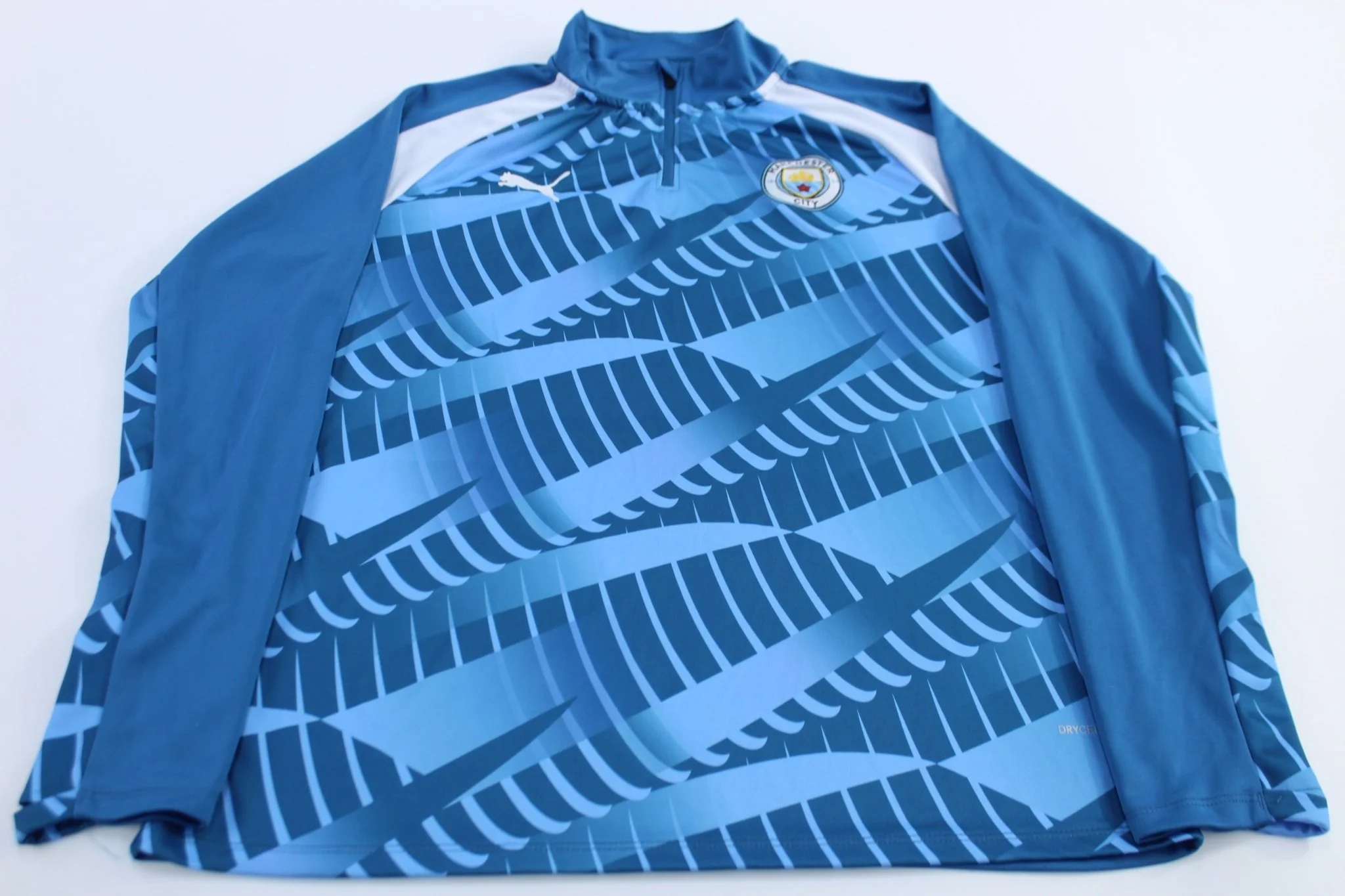Puma Embroidered Logo Manchester City Soccer Quarter Zip Pullover