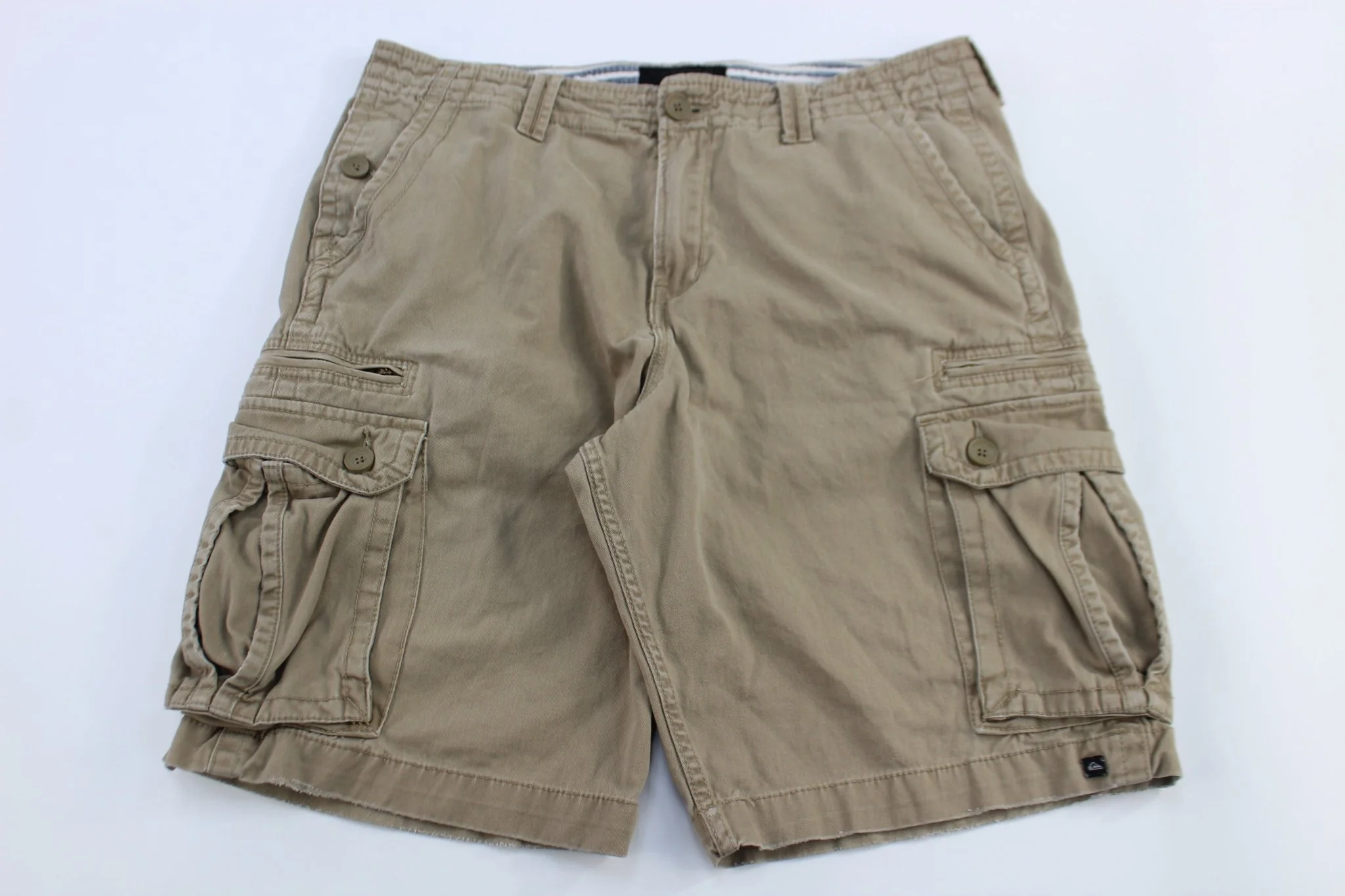 QuikSilver Logo Patch Khaki Cargo Shorts