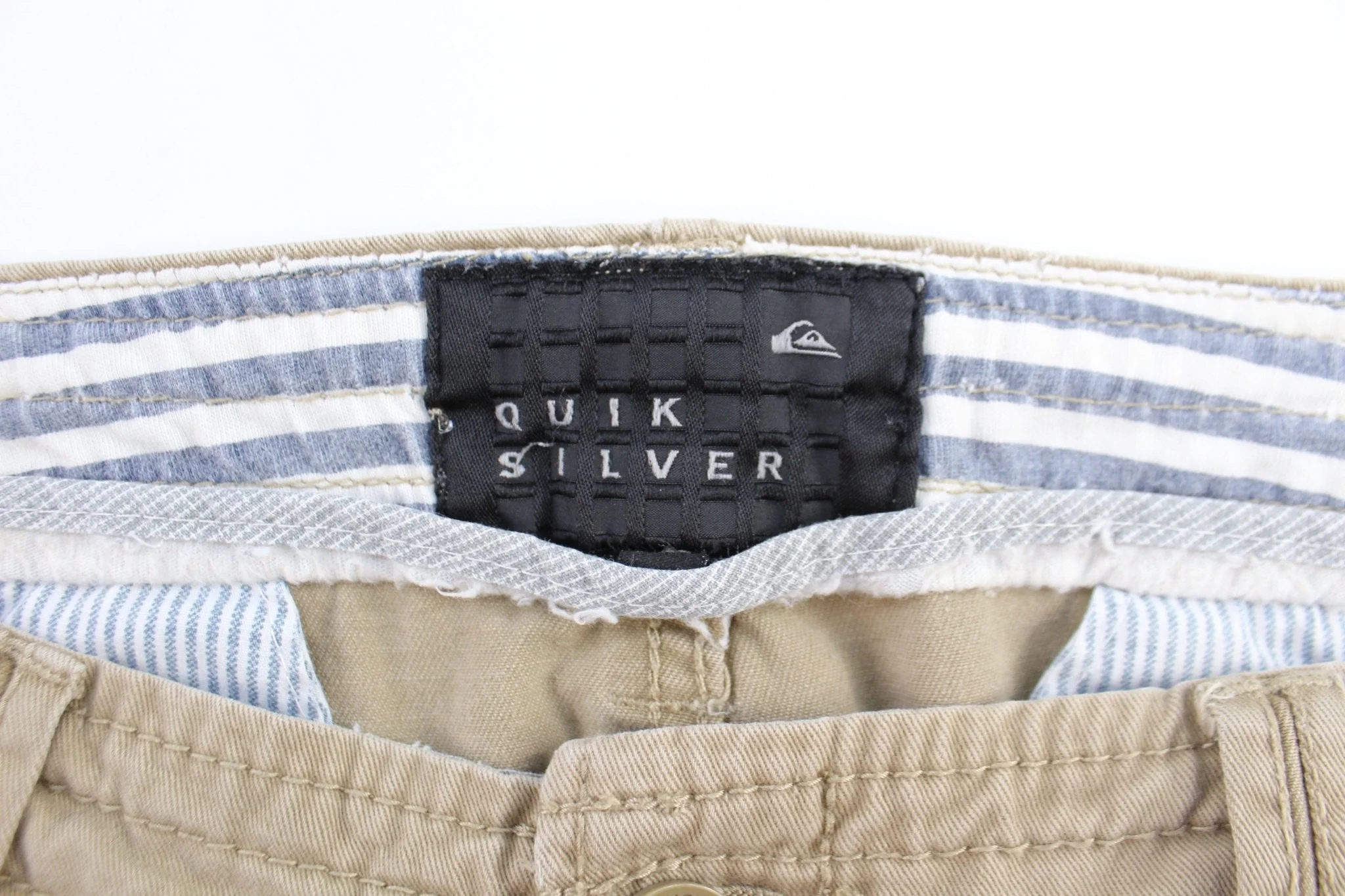 QuikSilver Logo Patch Khaki Cargo Shorts - Image 3