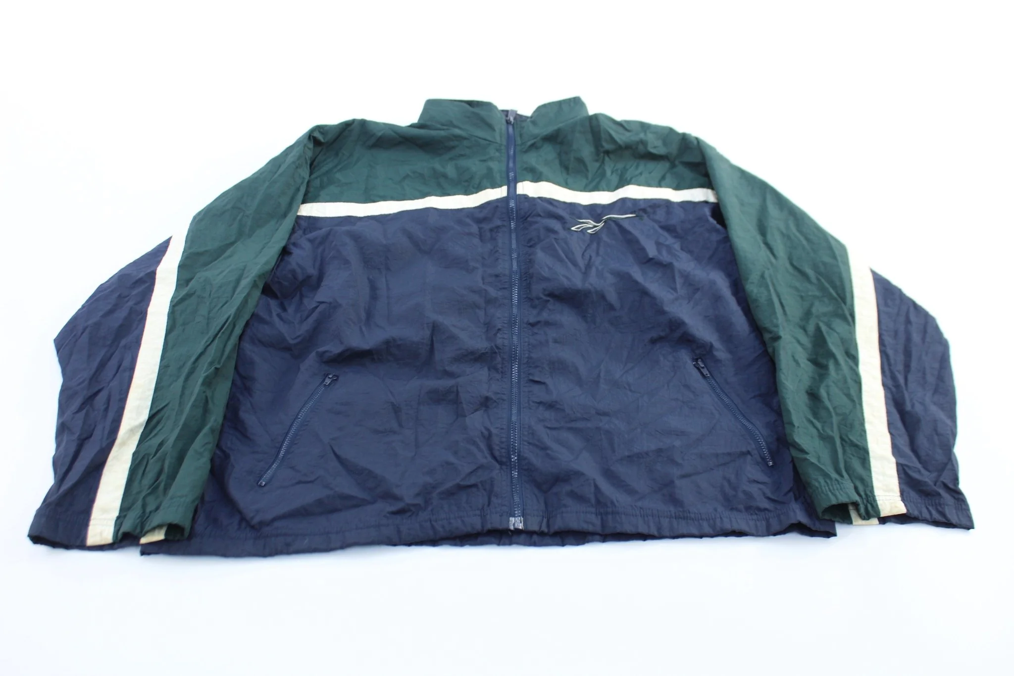 Reebok Embroidered Logo Blue, Green, & White Zip Up Jacket