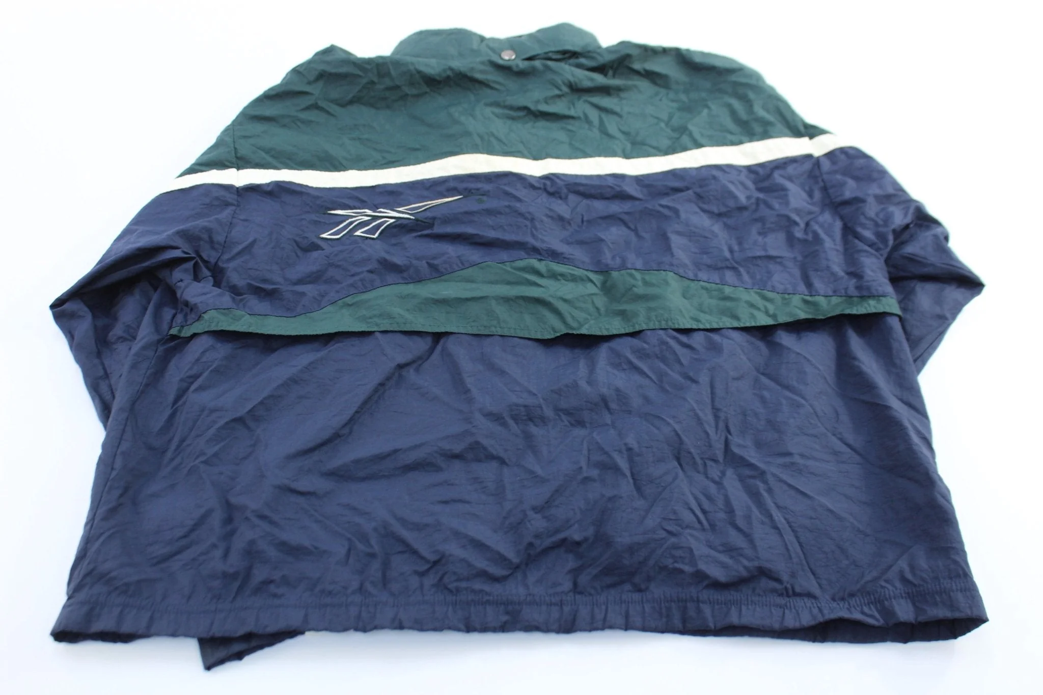 Reebok Embroidered Logo Blue, Green, & White Zip Up Jacket - Image 2