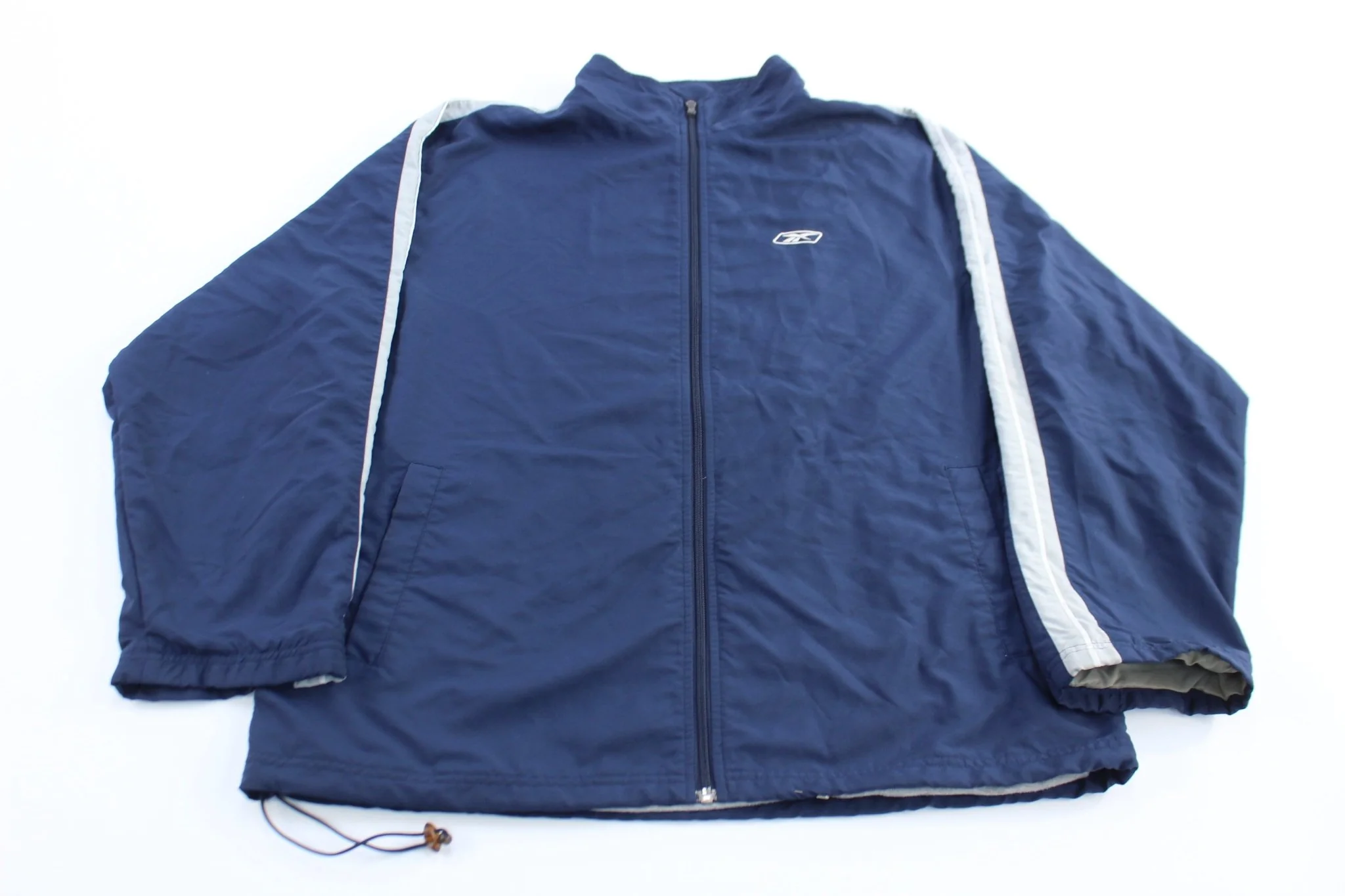 Reebok Embroidered Logo Blue & Grey Zip Up Jacket