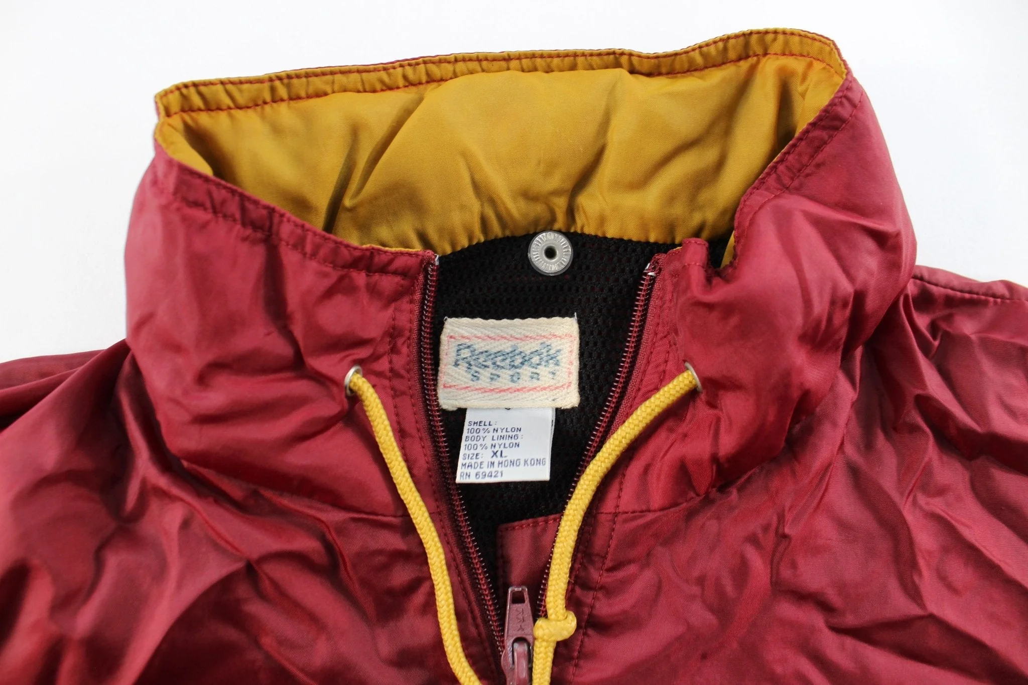 Reebok Embroidered Logo Burgundy, Green, Black Zip Up Jacket - Image 3