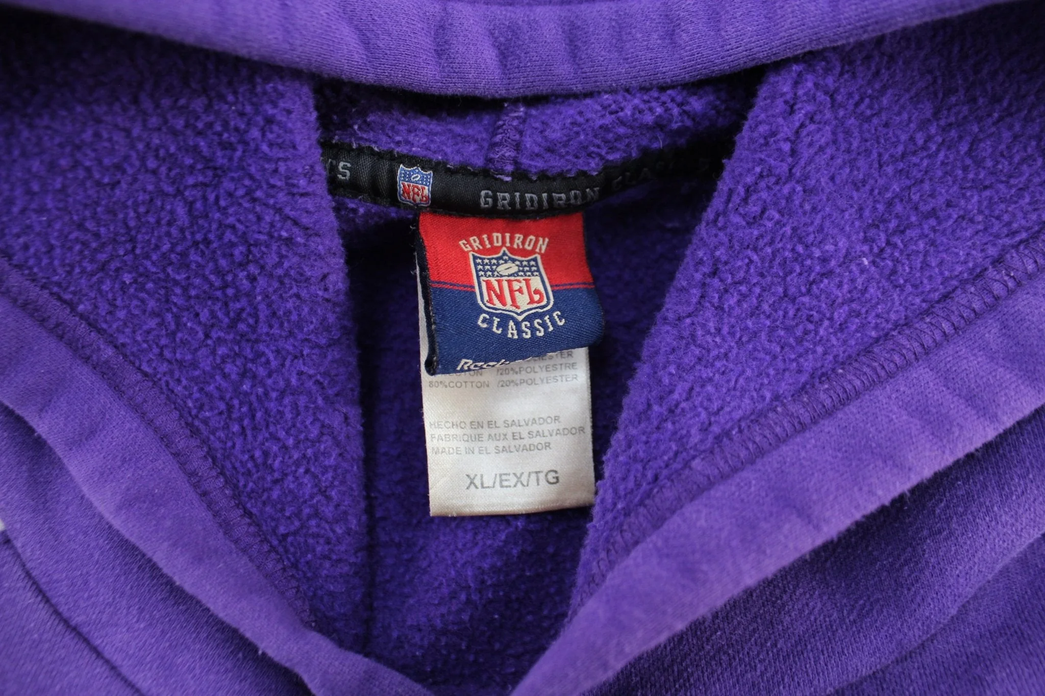 Reebok Embroidered Logo Minnesota Vikings Pullover Hoodie - Image 3
