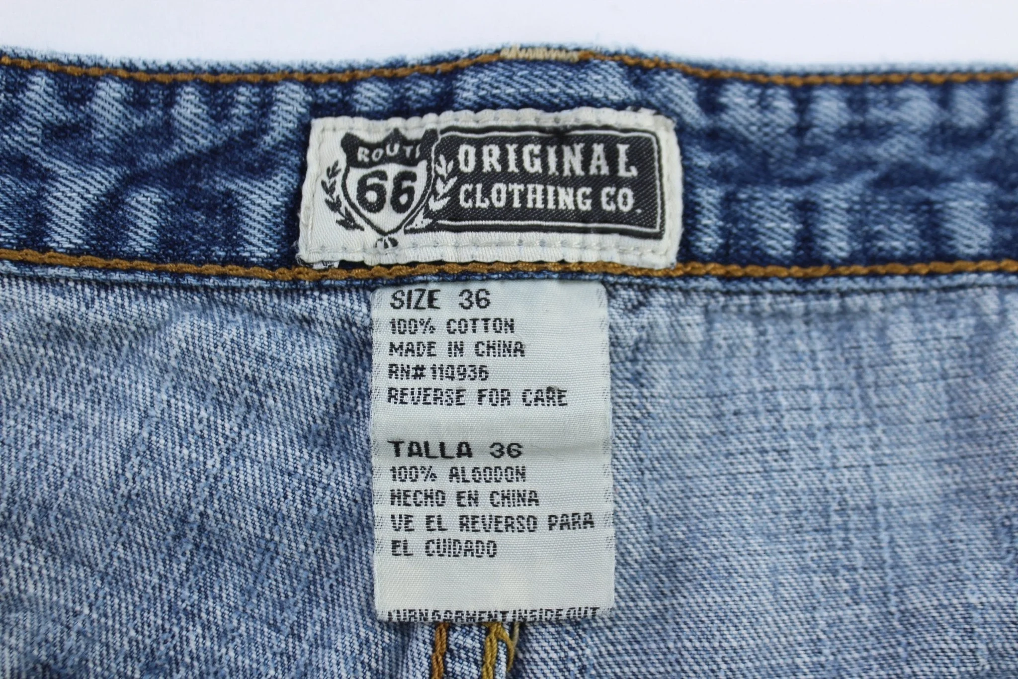 Route 66 Embroidered Light Wash Denim Shorts - Image 3