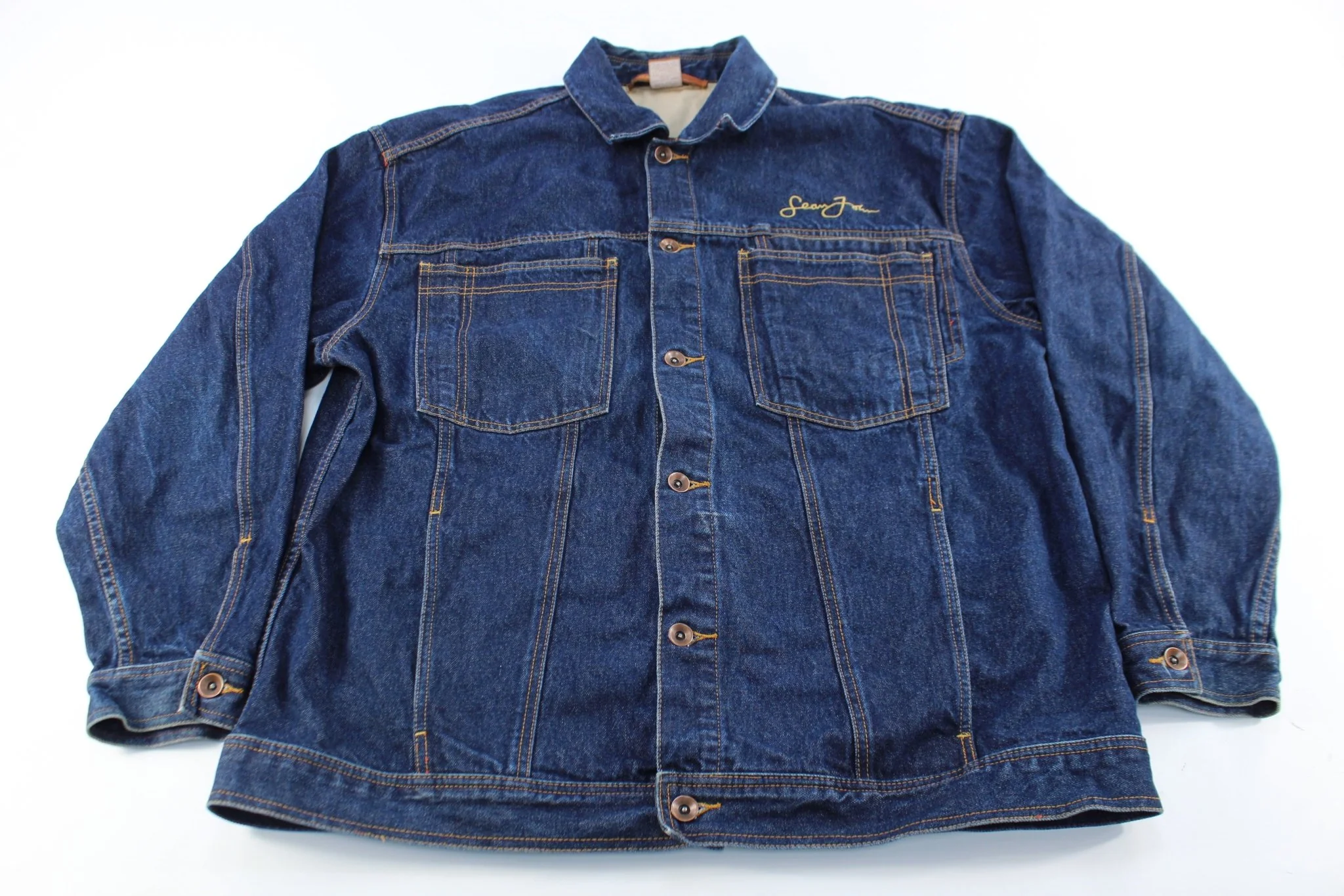 Sean John Embroidered Dark Wash Denim Jacket
