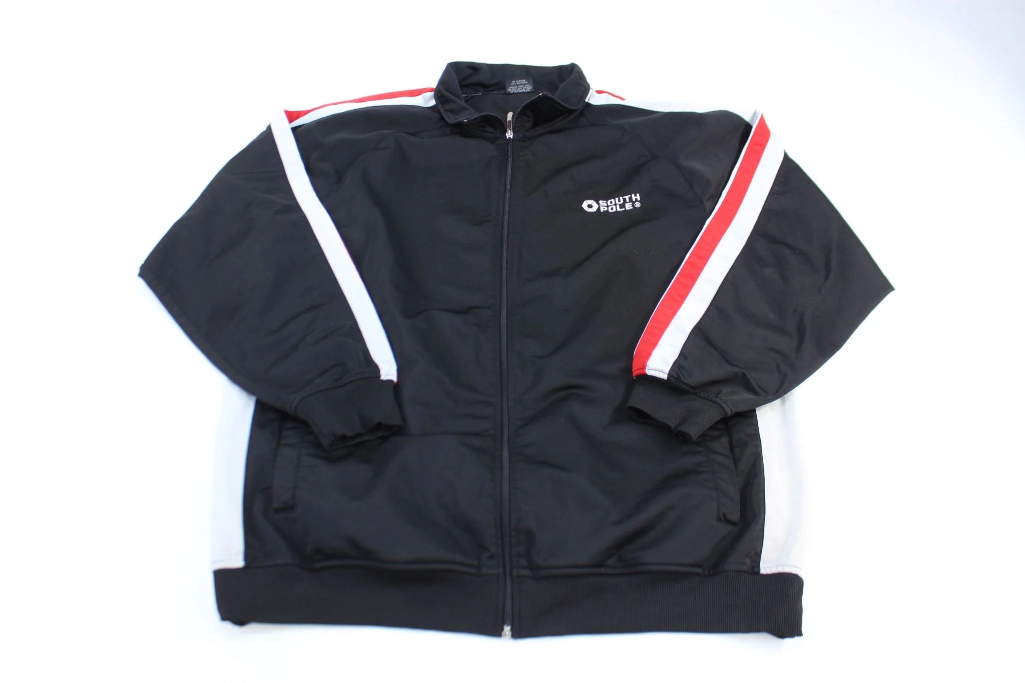 Southpole Embroidered Logo Black, Red & White Full Zip Track Jacket