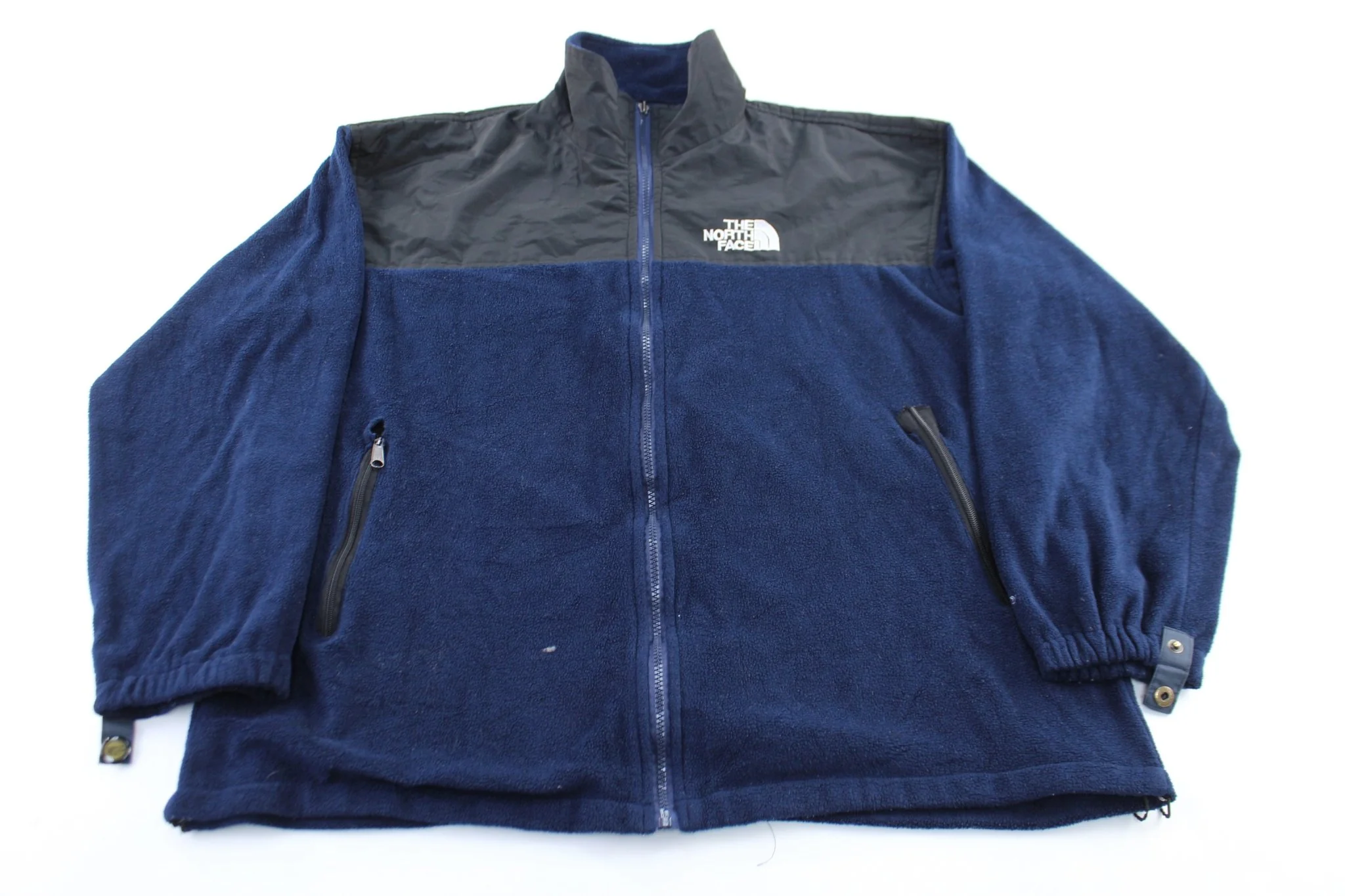 The North Face Embroidered Logo Black & Blue Wind Stopper Zip Up Jacket